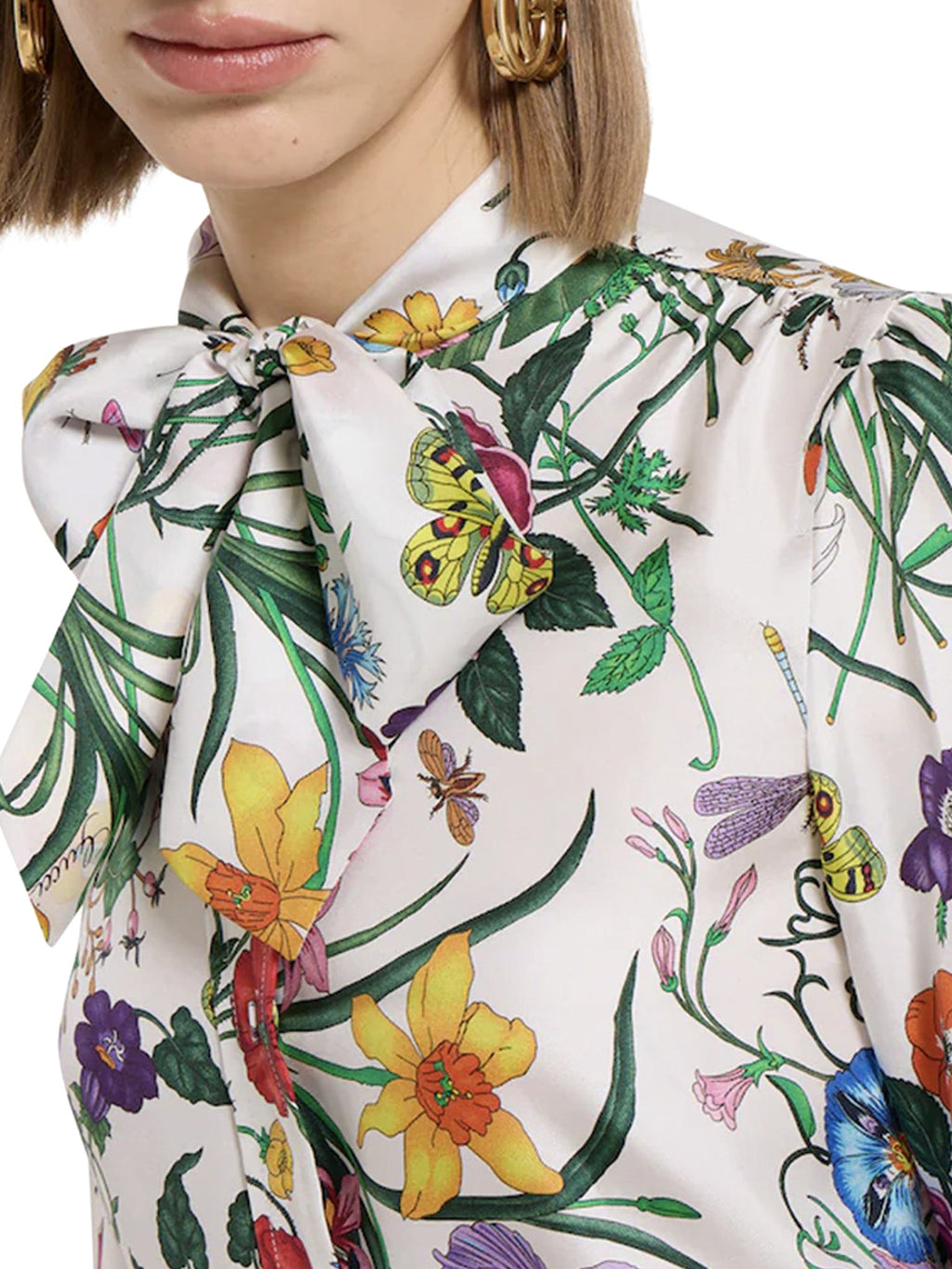 Printed Silk Twill Shirt With Bow Gucci оригінал – Купити в Україні – збільшений вид