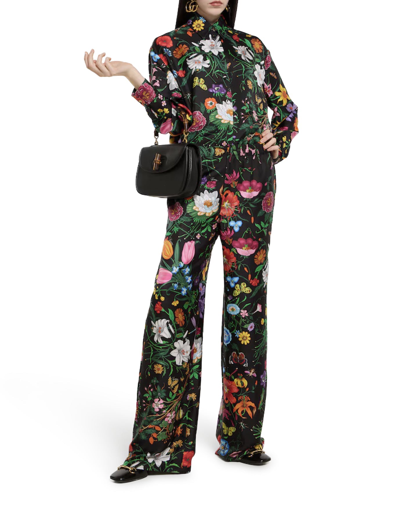 Printed Silk Twill Trousers Gucci оригінал – Купити в Україні – вид ззаду