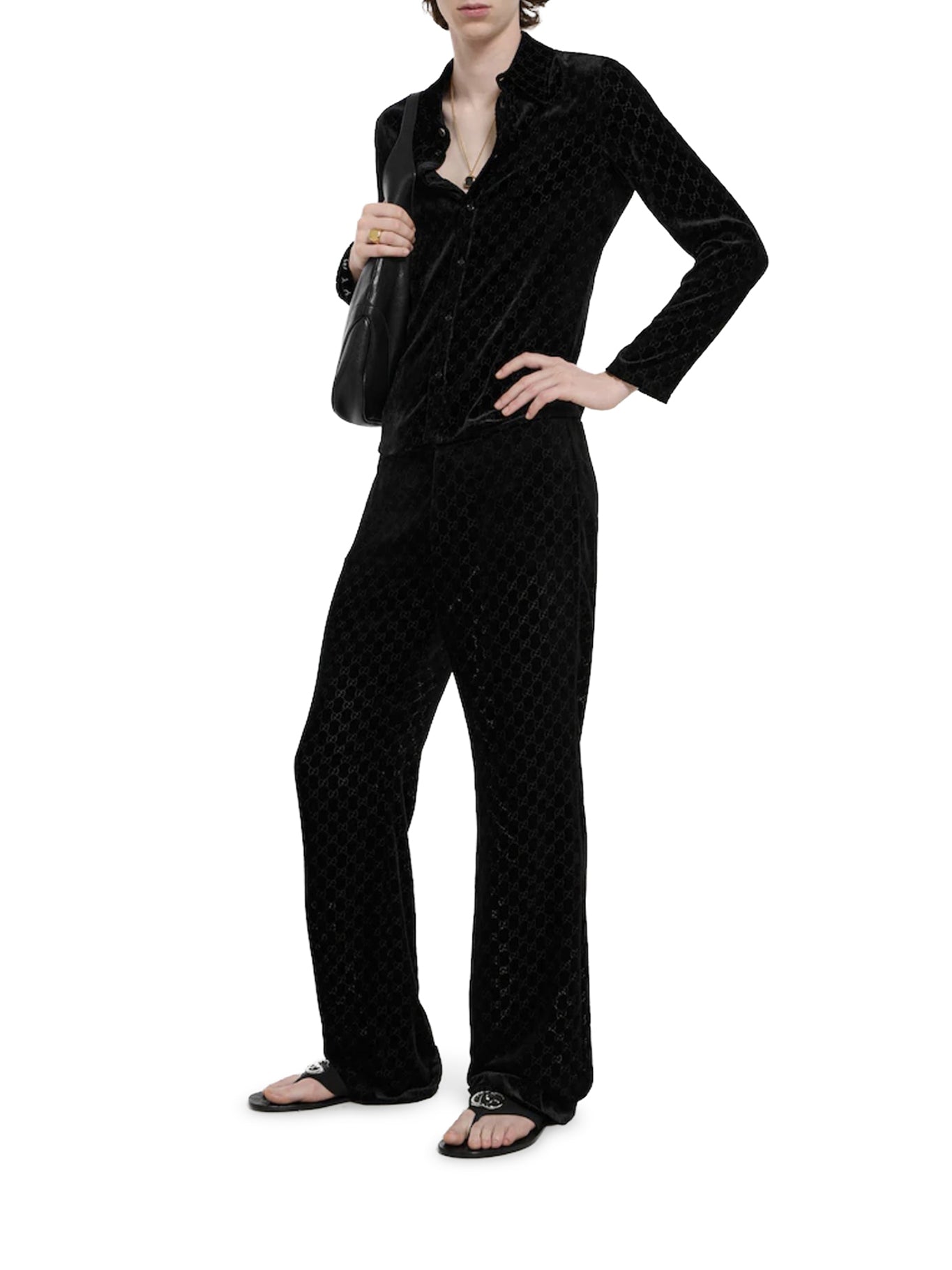 Оригінальна Dévoré Gg Stretch Velvet Shirt Gucci – вид ззаду