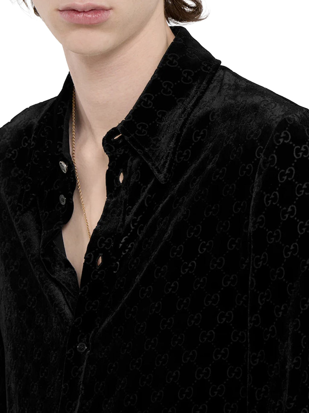 Оригінальна Dévoré Gg Stretch Velvet Shirt Gucci – збільшений вид