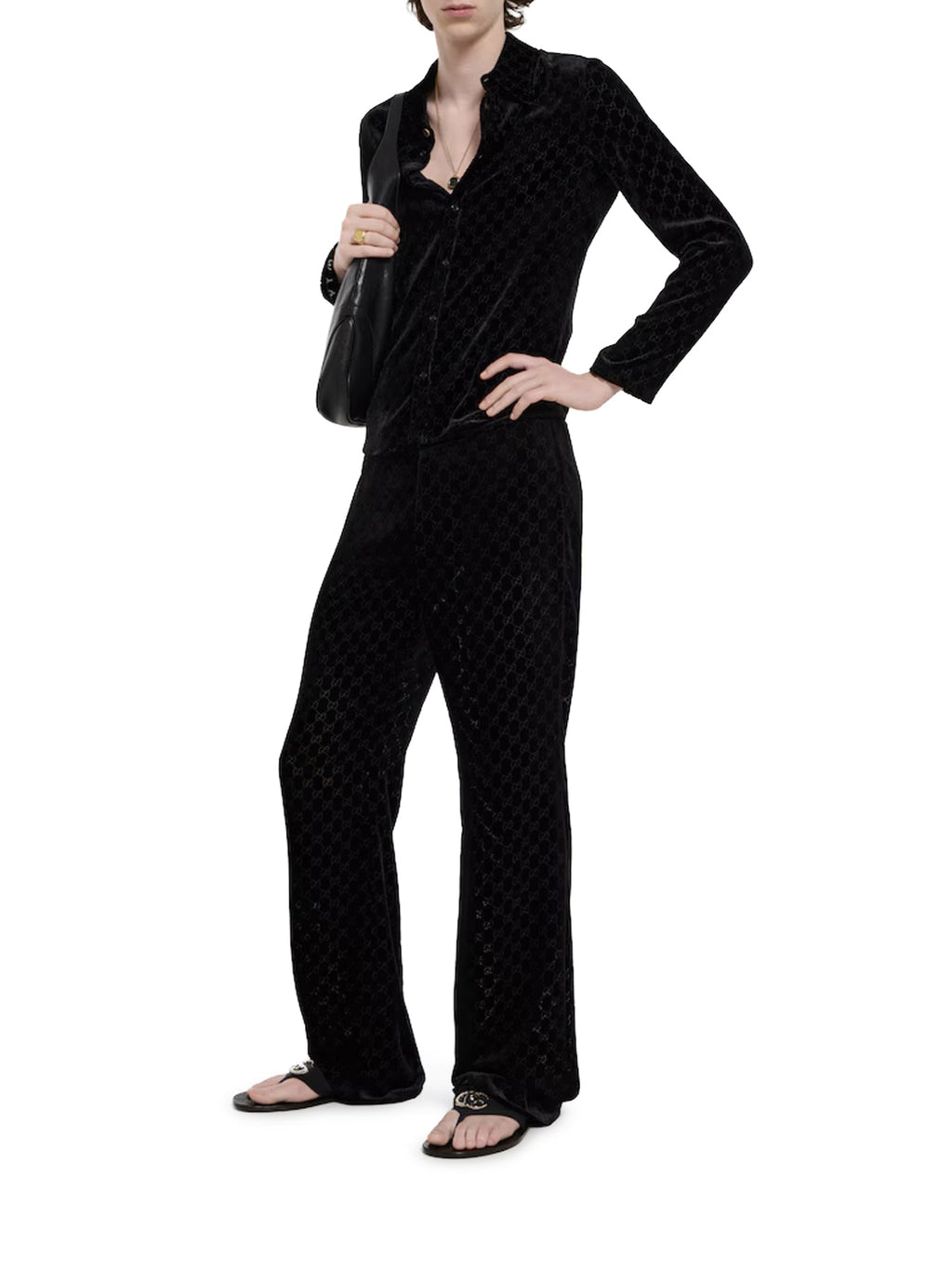 Gg Stretch Dévoré Velvet Trousers Gucci оригінал – Купити в Україні – вид ззаду