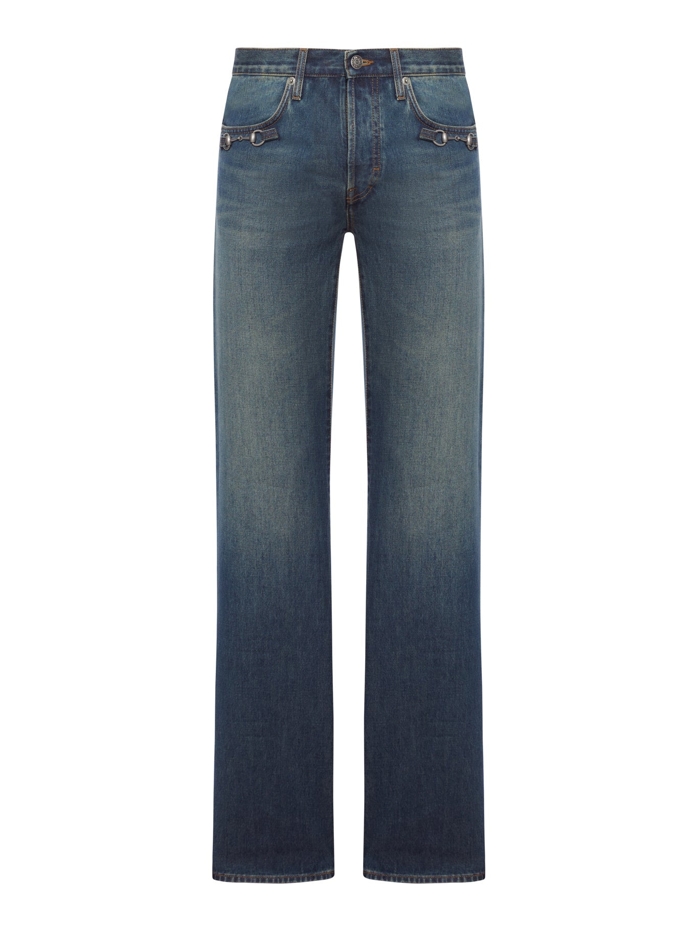 Cotton Denim Trousers With Clamp Gucci – Гарантія оригінальності – боковий вид