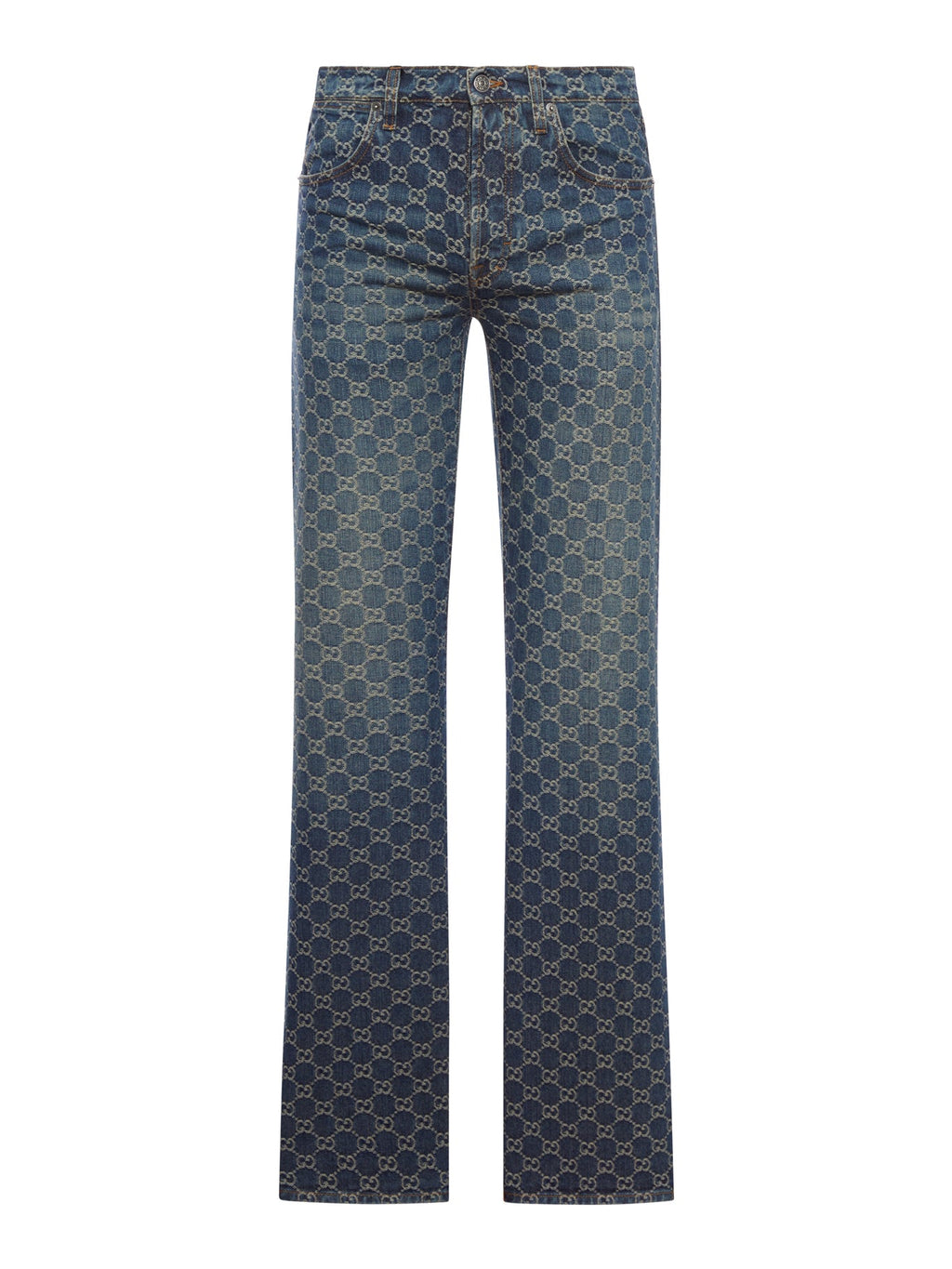 Gg Jacquard Cotton Denim Trousers Gucci – Гарантія оригінальності – боковий вид
