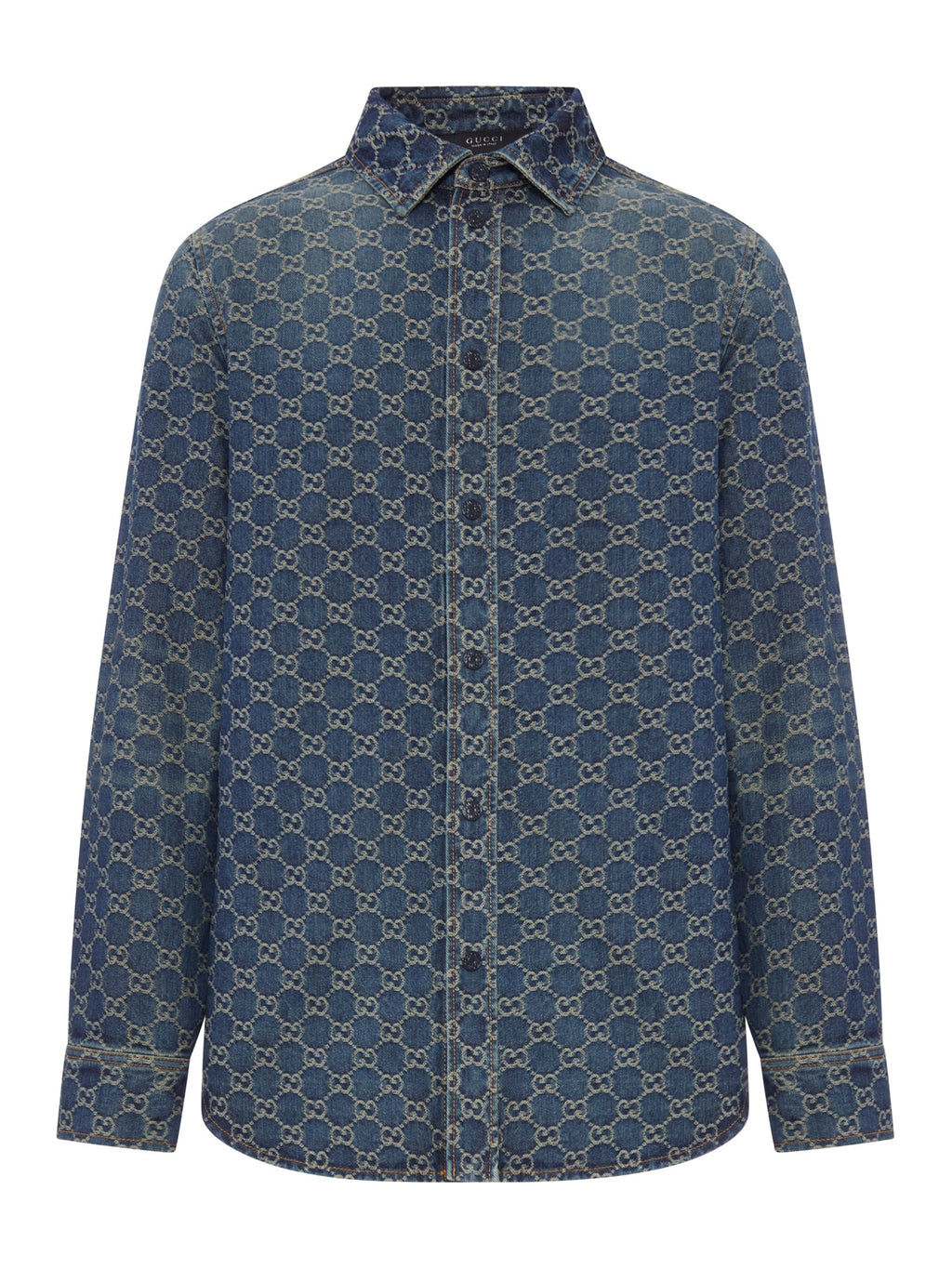 Оригінальна Gg Jacquard Cotton Denim Shirt Gucci – боковий вид