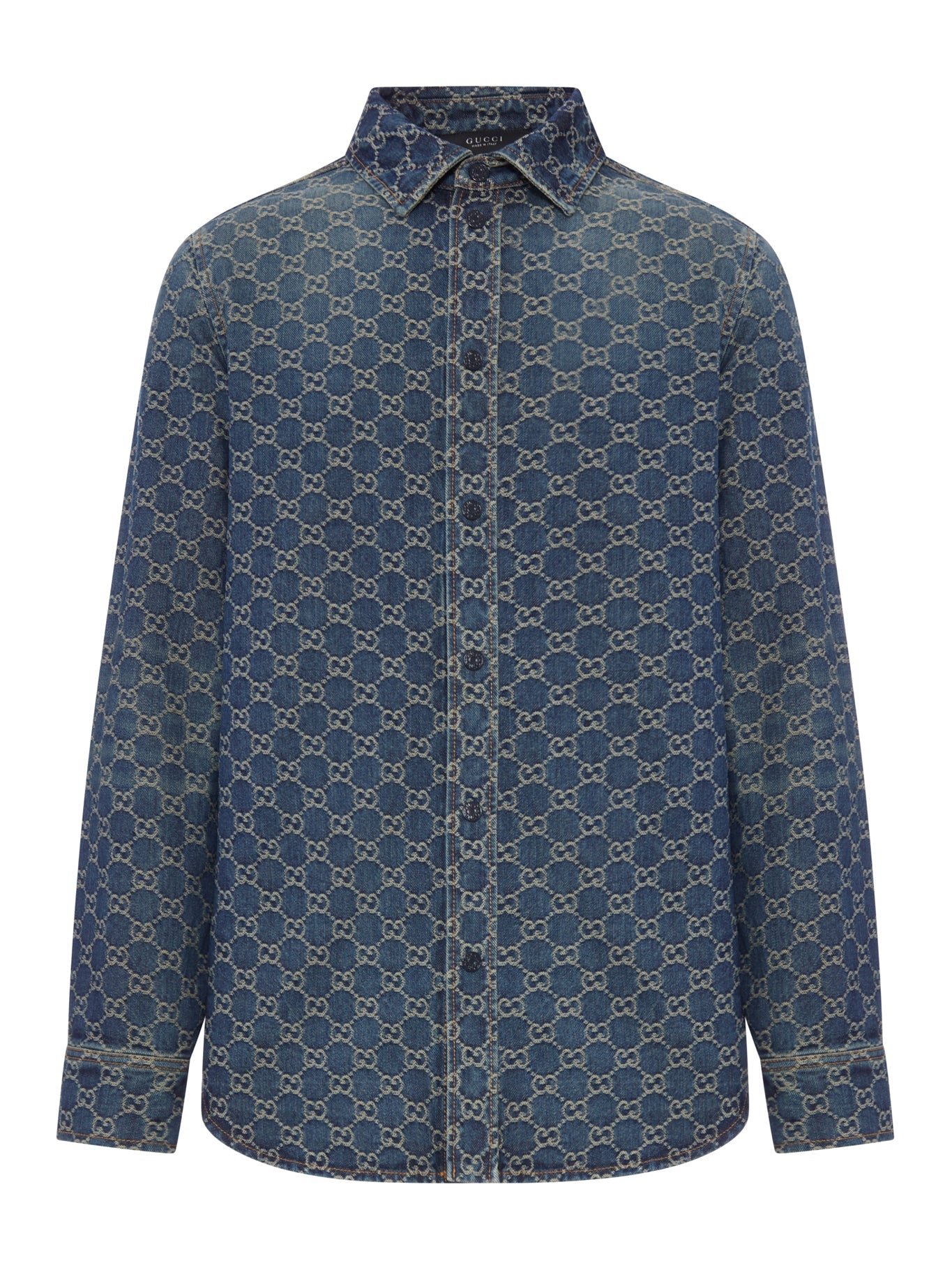 Оригінальна Gg Jacquard Cotton Denim Shirt Gucci – боковий вид
