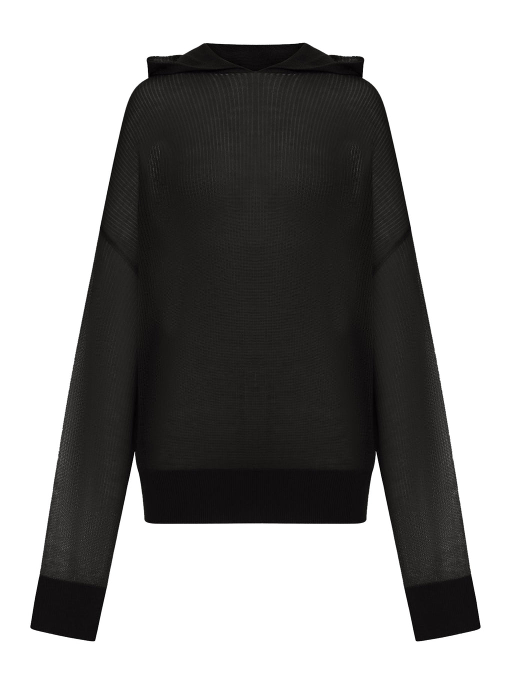 Оригінальна Semi-Transparent Knit Sweatshirt With Hood Rick owens – боковий вид
