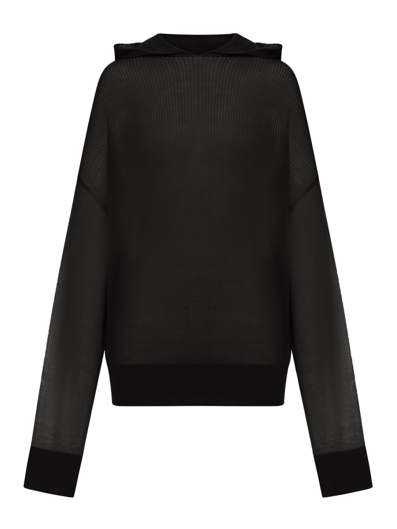 Оригінальна Semi-Transparent Knit Sweatshirt With Hood Rick owens – боковий вид