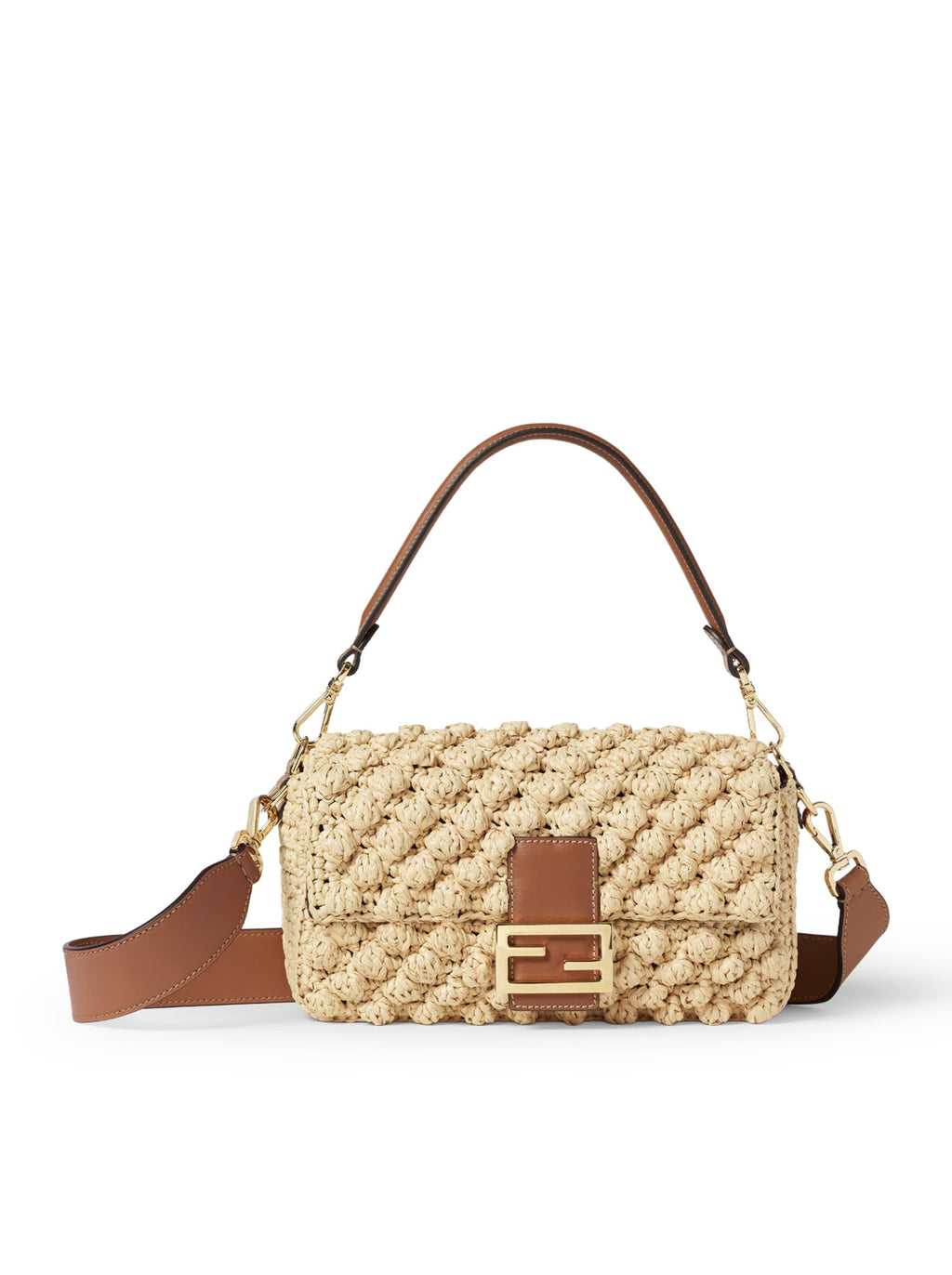 Оригінальна Baguette Bag In Raffia With A Hazelnut Stitch Fendi – боковий вид