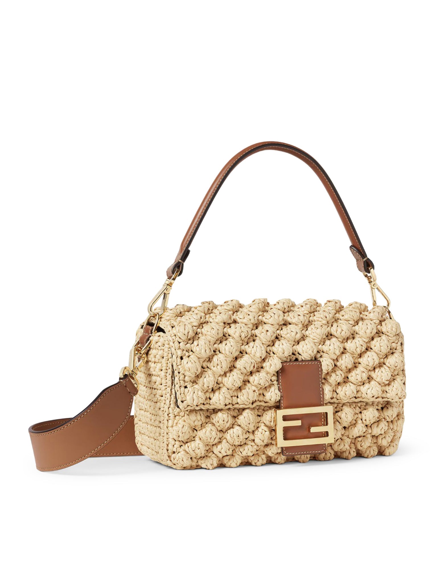 Оригінальна Baguette Bag In Raffia With A Hazelnut Stitch Fendi – збільшений вид
