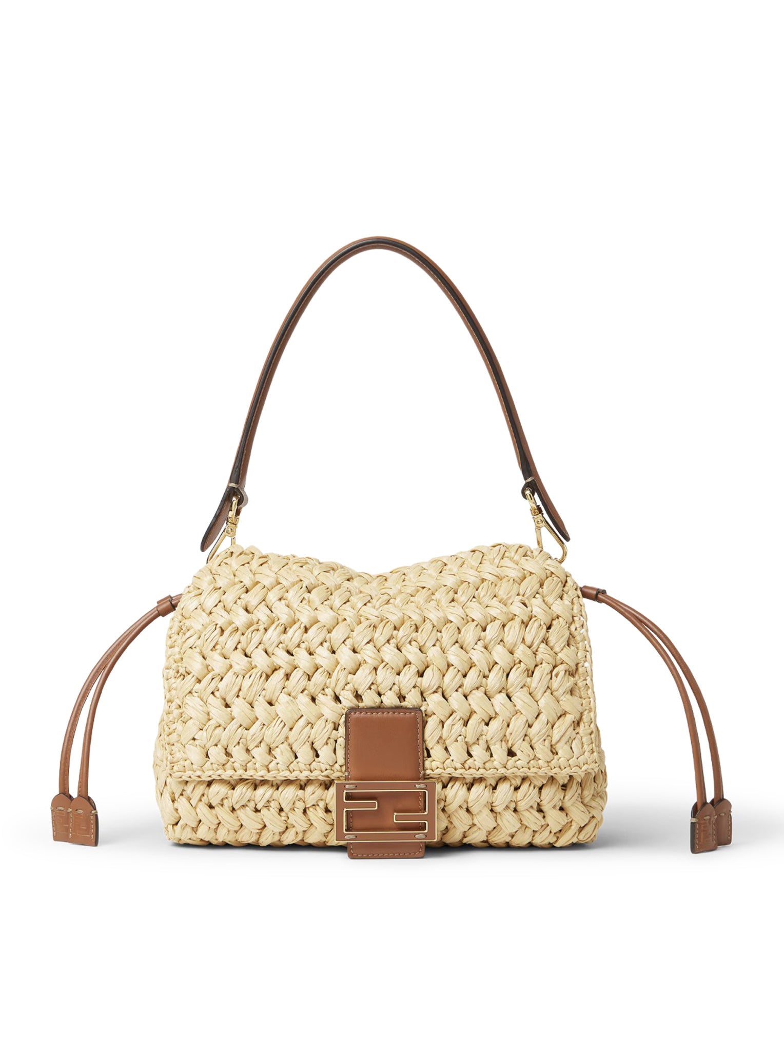 Оригінальна Medium Mamma Baguette Bag In Woven Raffia Fendi – боковий вид