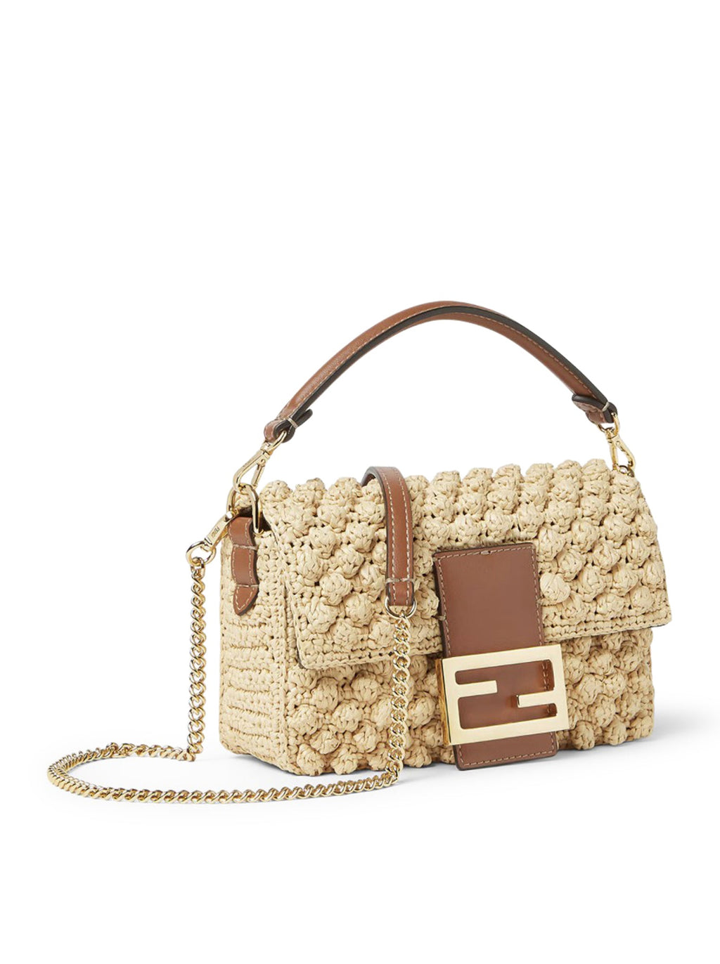 Mini Baguette Bag In Raffia With A Hazelnut Stitch Fendi – Гарантія оригінальності – детальний вид