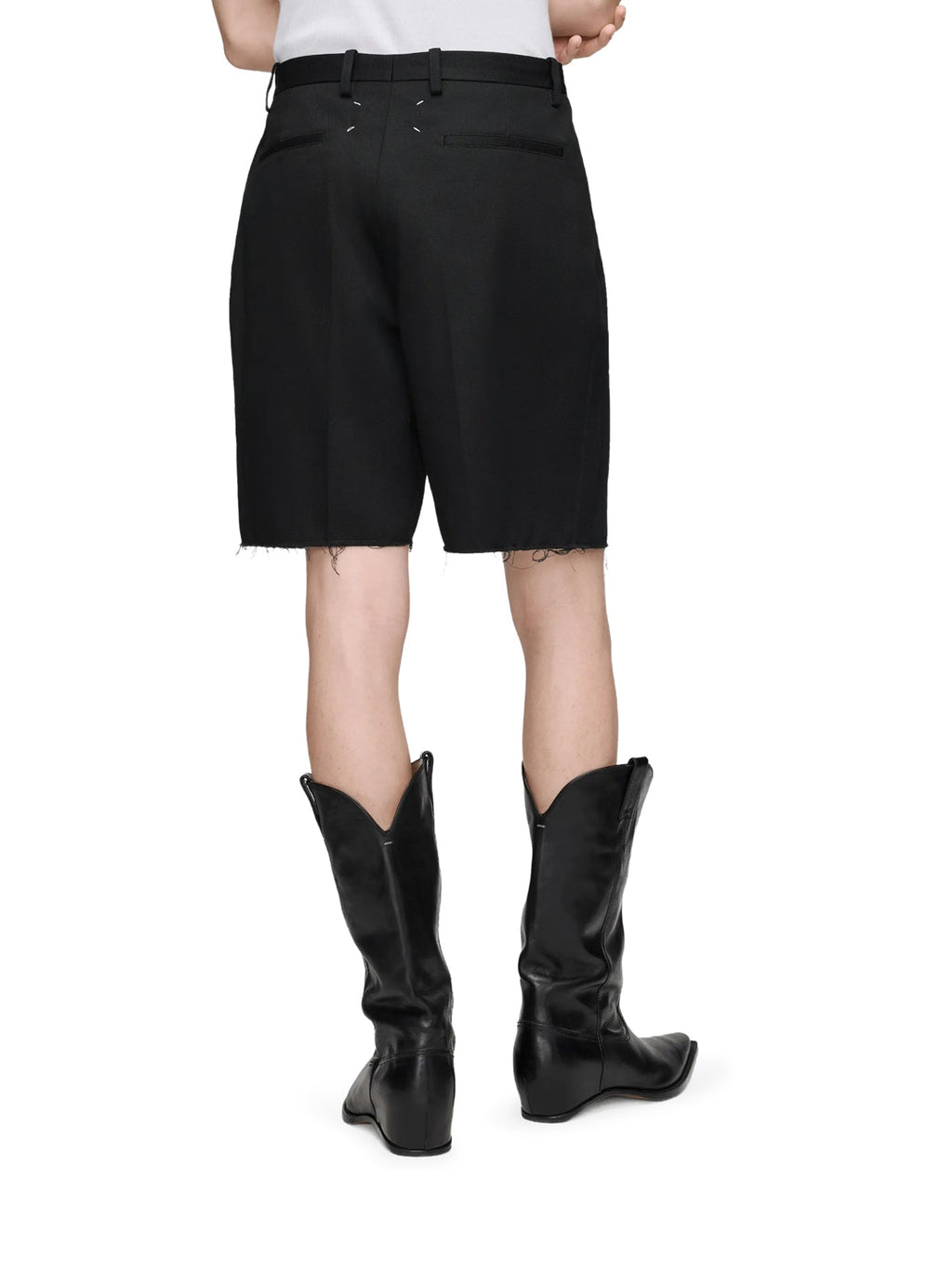 Оригінальна Tailored Bermuda Shorts With Pleats And Fringed Hem Maison margiela – збільшений вид