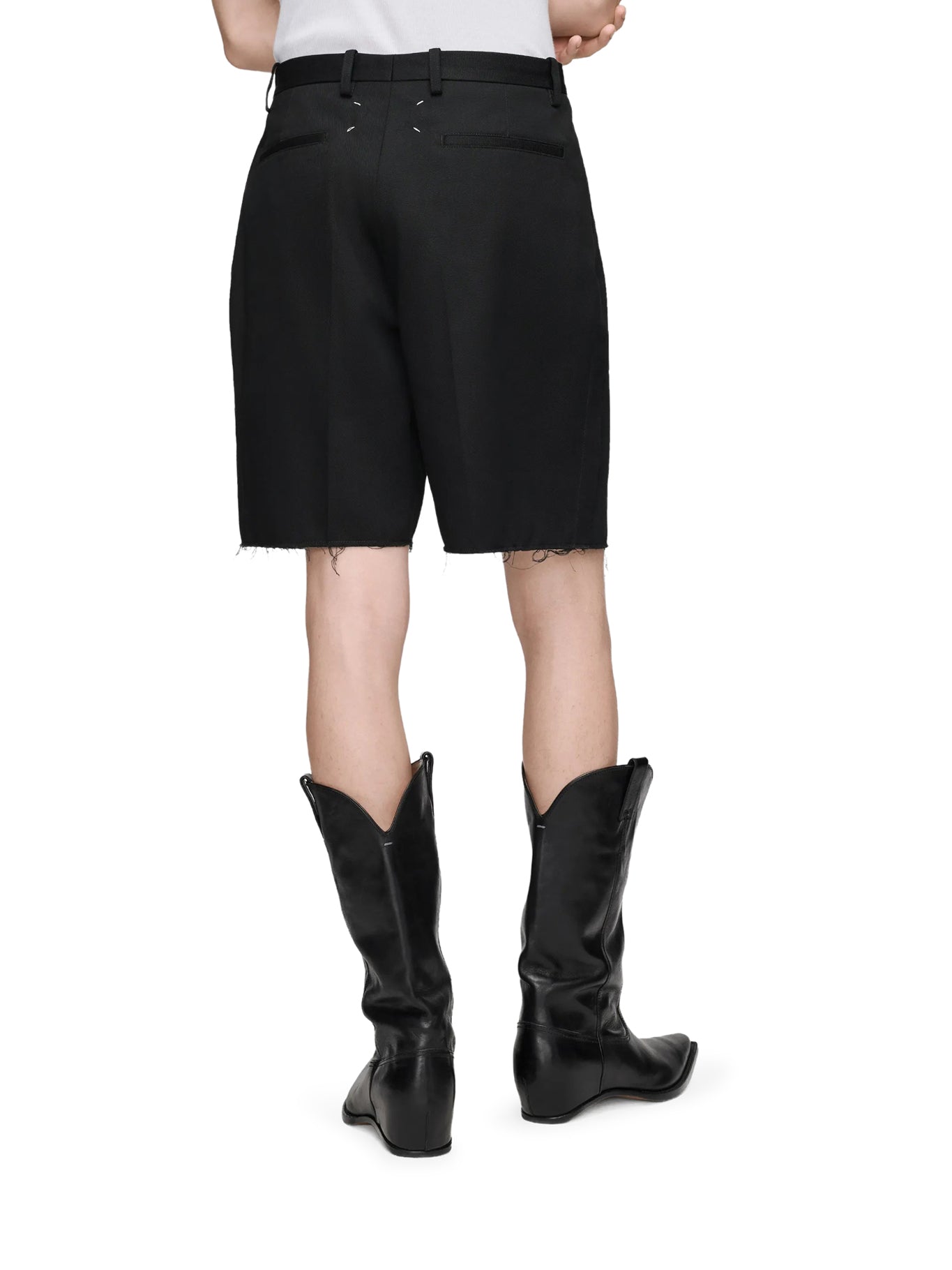 Оригінальна Tailored Bermuda Shorts With Pleats And Fringed Hem Maison margiela – збільшений вид