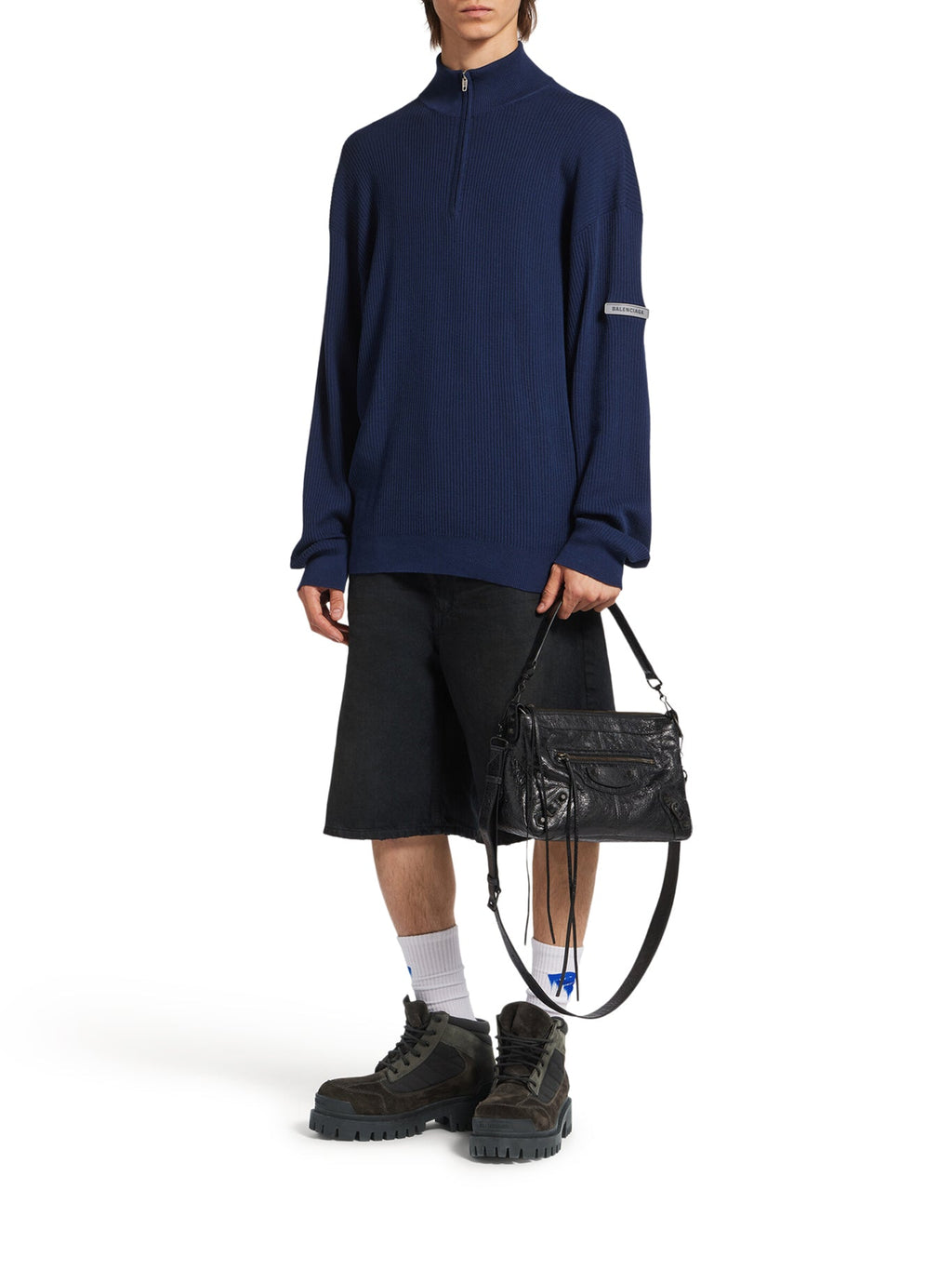Оригінальна The City Small Motorcycle In Black Arena Lambskin Balenciaga – вид ззаду