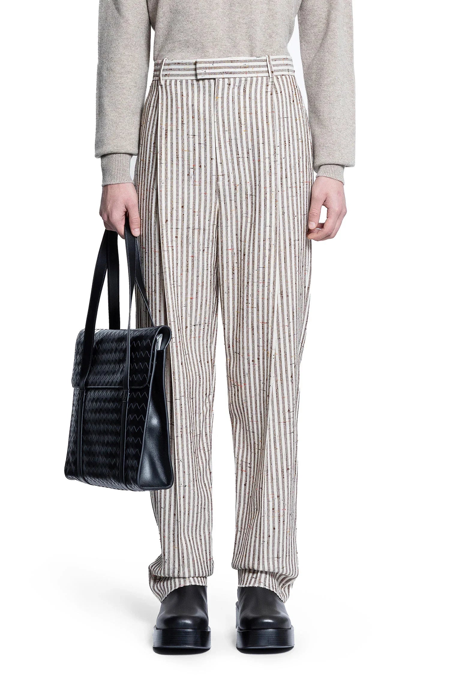 Оригінальна Subtle Stripe Wool Trousers Bottega veneta – боковий вид