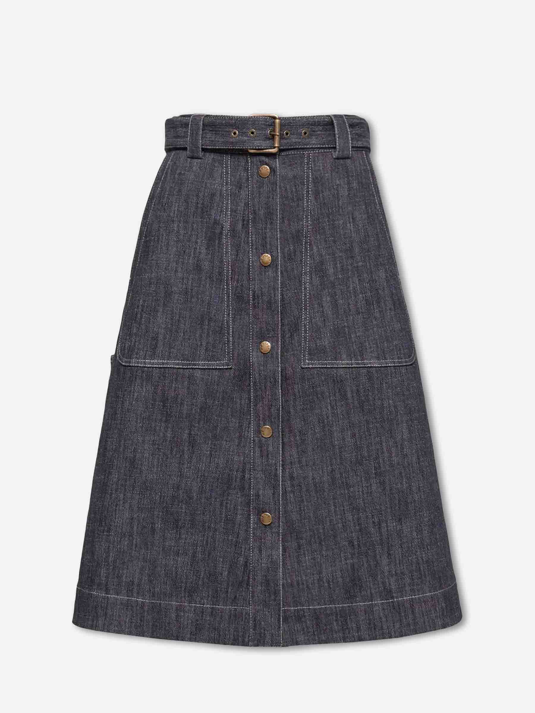 Denim MIDI Skirt Moncler – Гарантія оригінальності – боковий вид