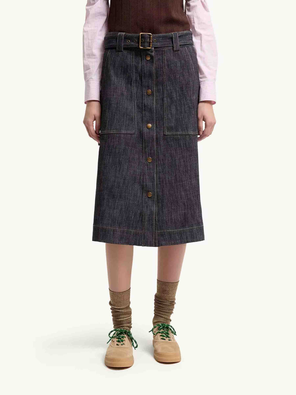 Denim MIDI Skirt Moncler – Гарантія оригінальності – вид ззаду