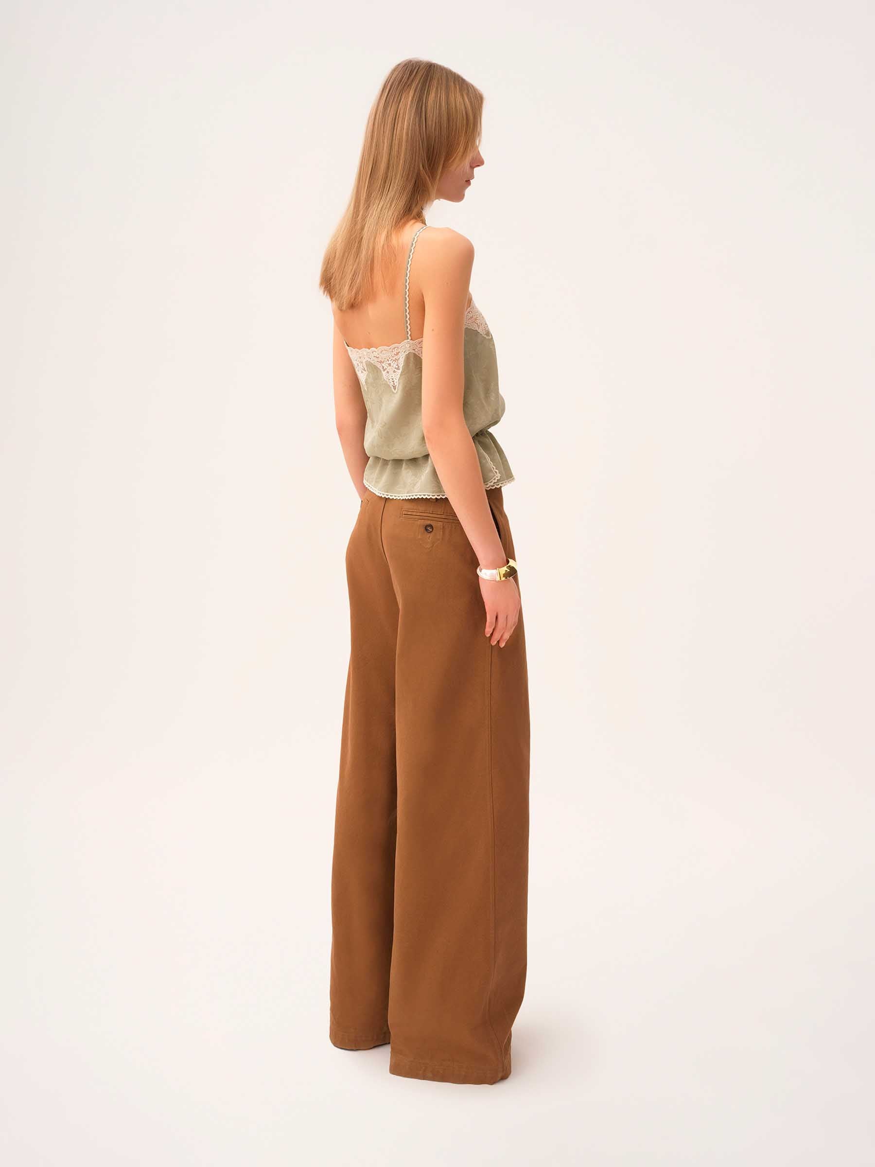 Wide Cotton Trousers Chloe – Гарантія оригінальності – детальний вид