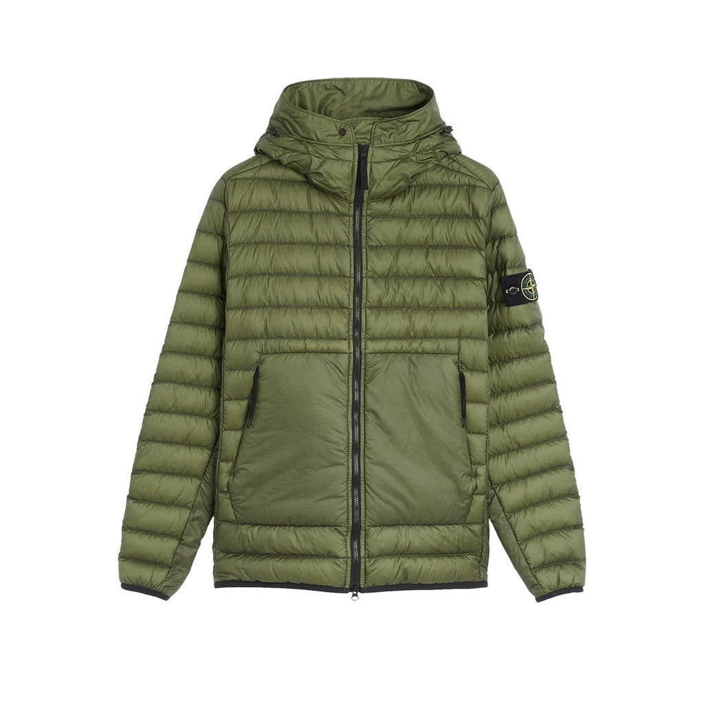 Mens Real Down Jacket Olive Stone island оригінал – Купити в Україні – боковий вид