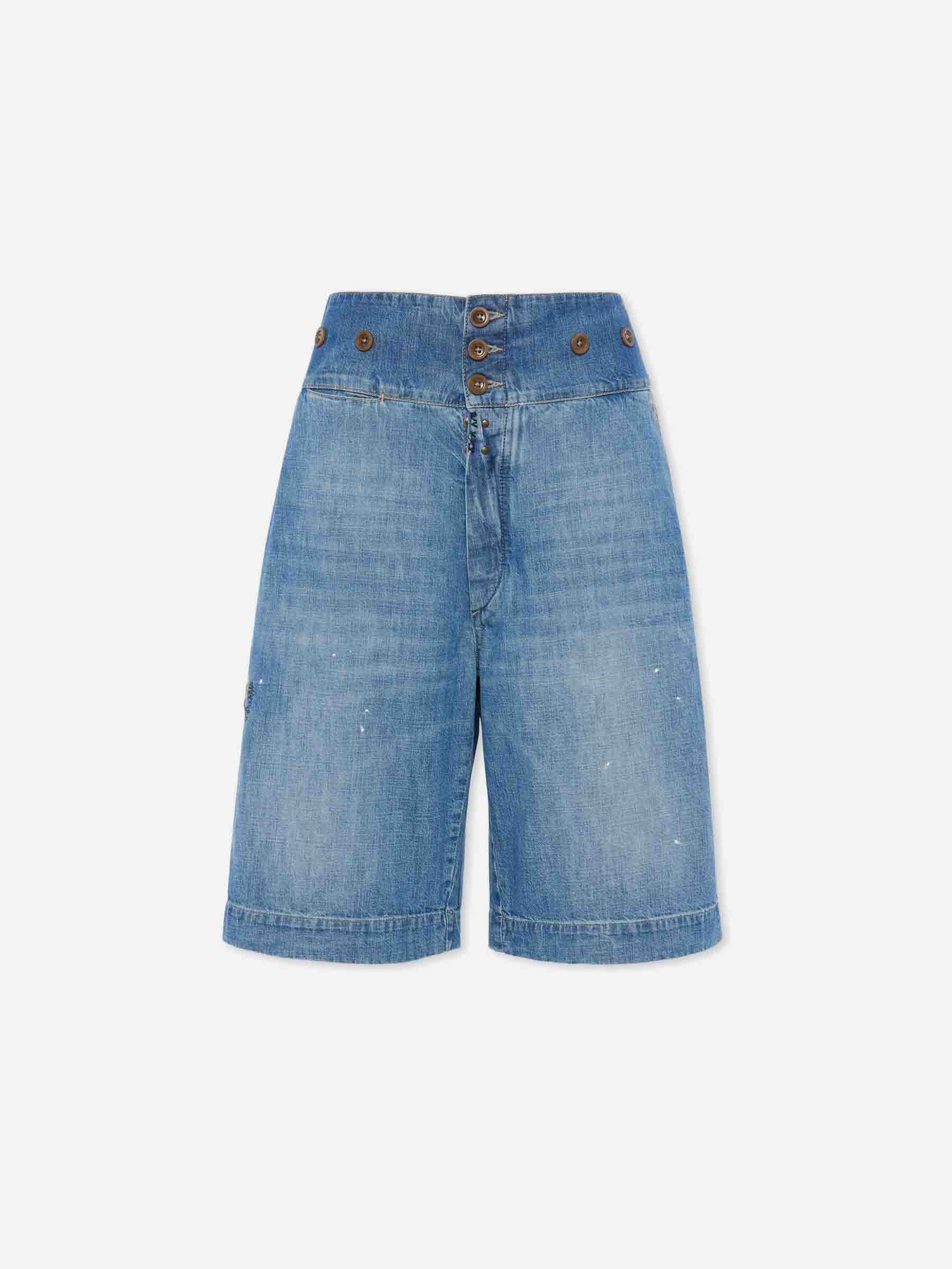 Cotton Denim Bermuda Shorts Maison margiela – Гарантія оригінальності – боковий вид