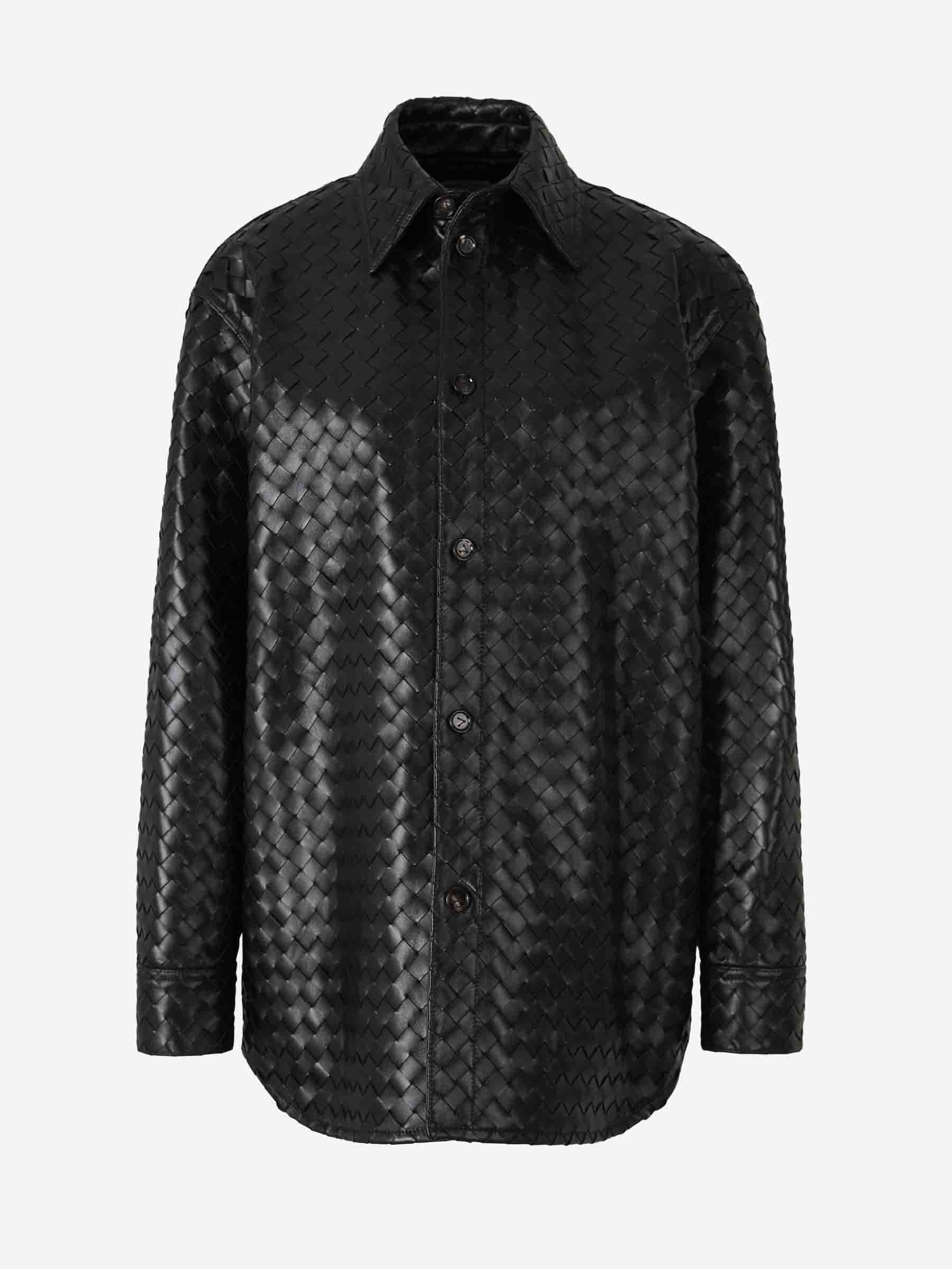 Intrecciato Leather Overshirt Bottega veneta оригінал – Купити в Україні – боковий вид