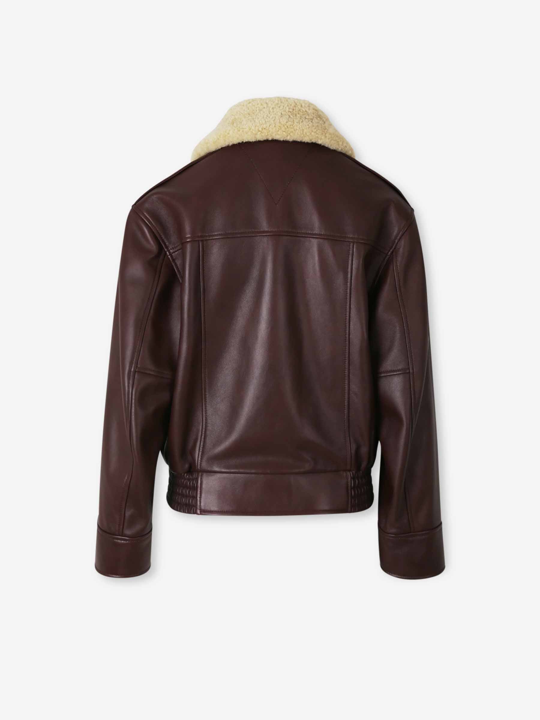 Leather Aviator Jacket Bottega veneta – Гарантія оригінальності – вид ззаду