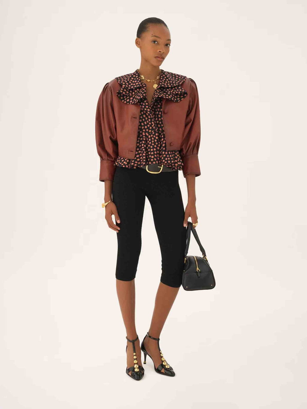 Оригінальна Cropped Leather Jacket Chloe – вид ззаду