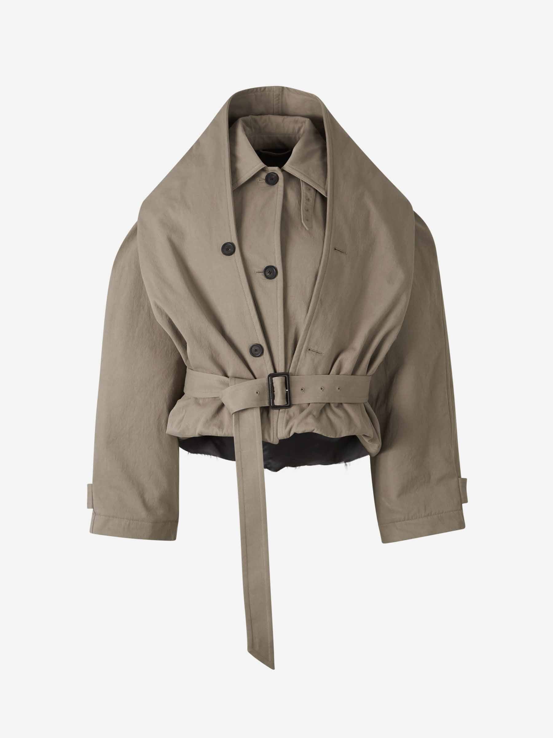 Hooded Cotton Trench Coat Balenciaga оригінал – Купити в Україні – боковий вид