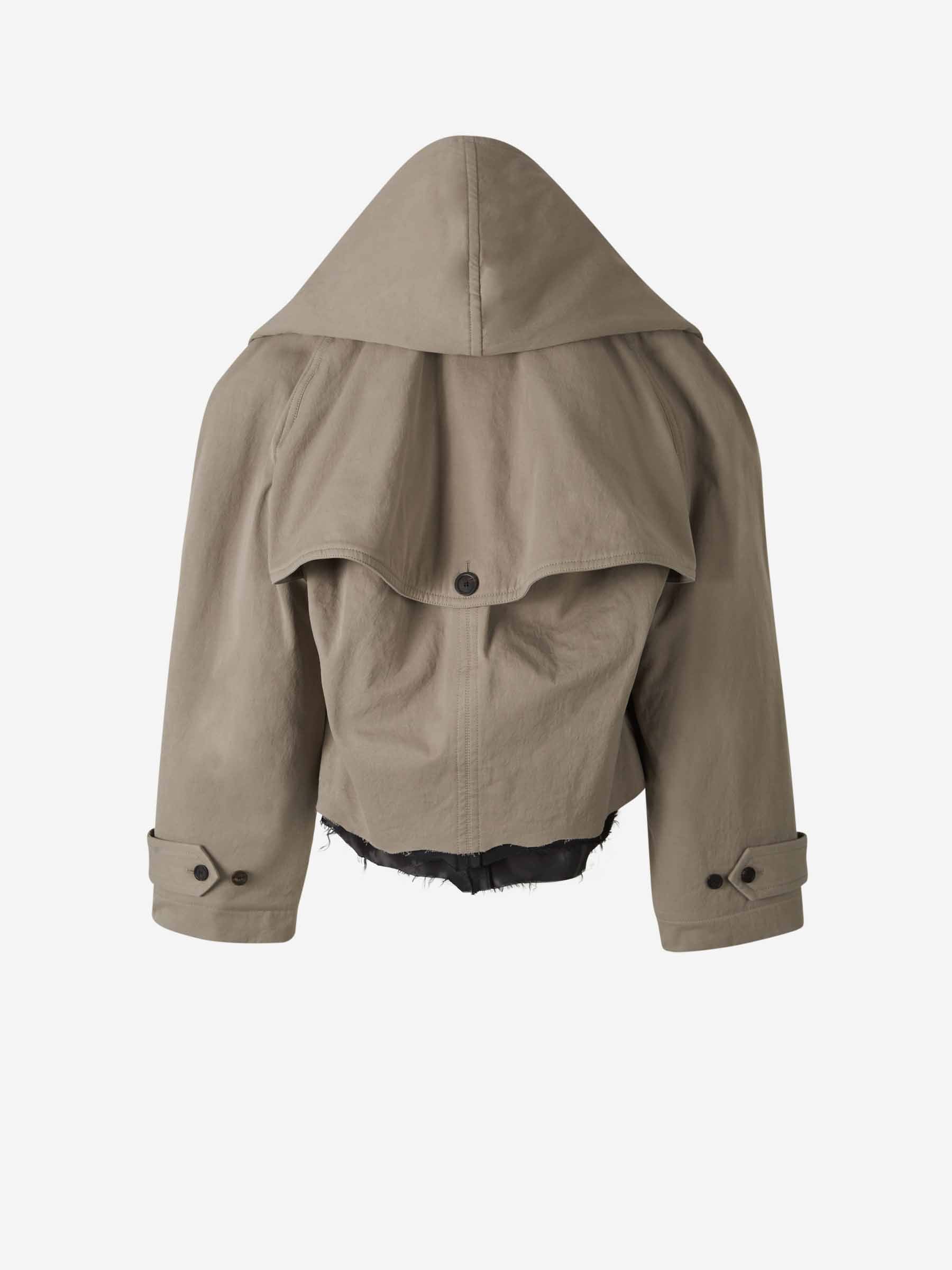 Hooded Cotton Trench Coat Balenciaga оригінал – Купити в Україні – вид ззаду