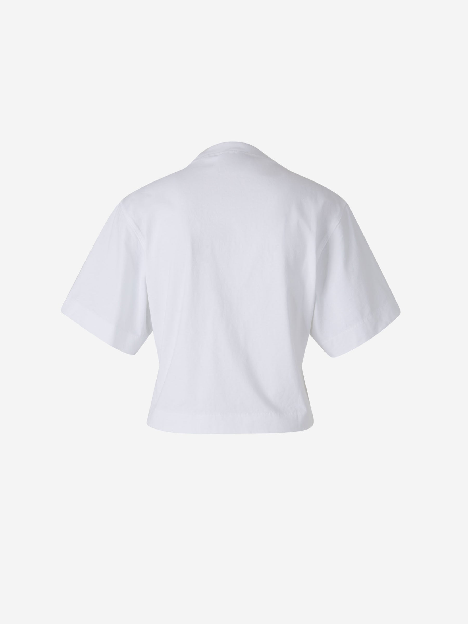 Cropped Cotton T-Shirt Off-white оригінал – Купити в Україні – вид ззаду