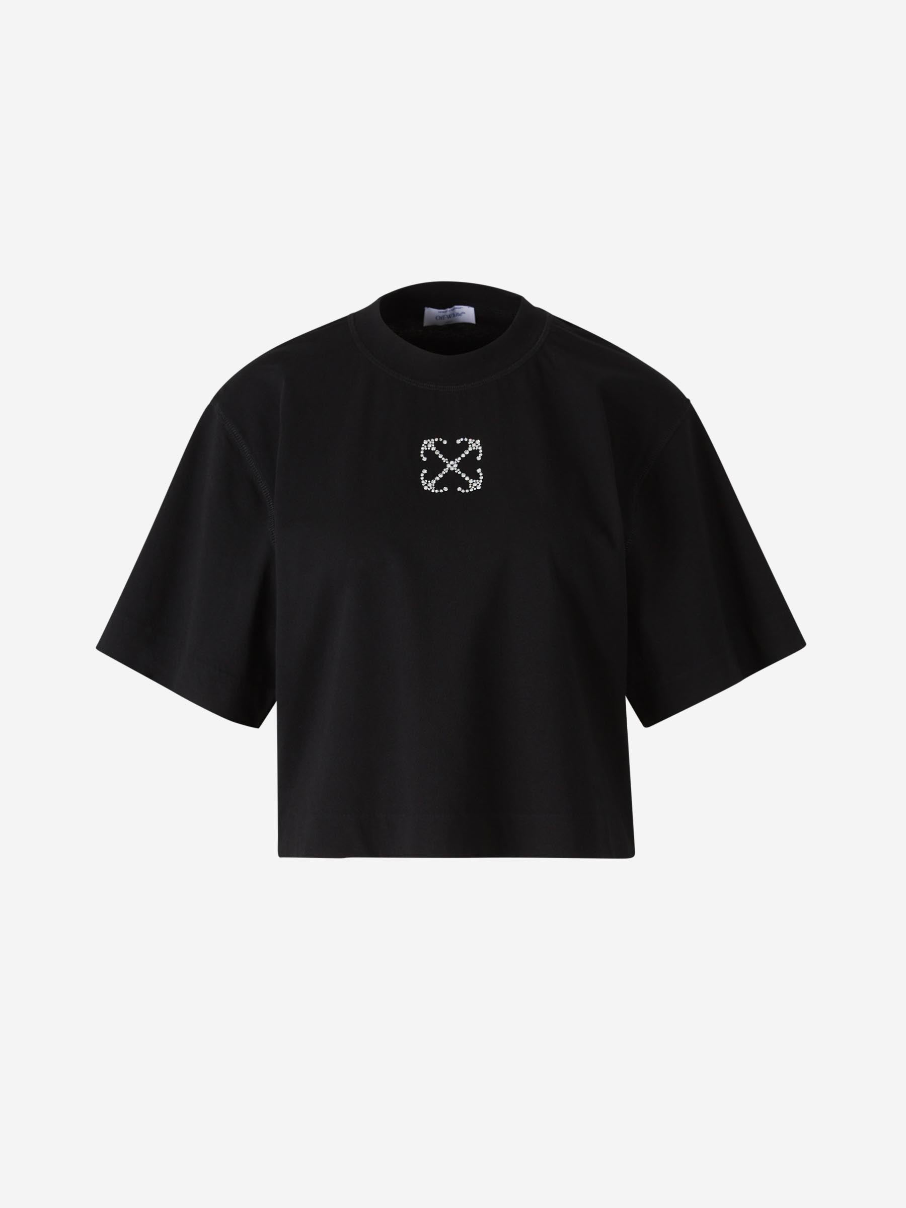 Cropped Cotton T-Shirt Off-white оригінал – Купити в Україні – боковий вид