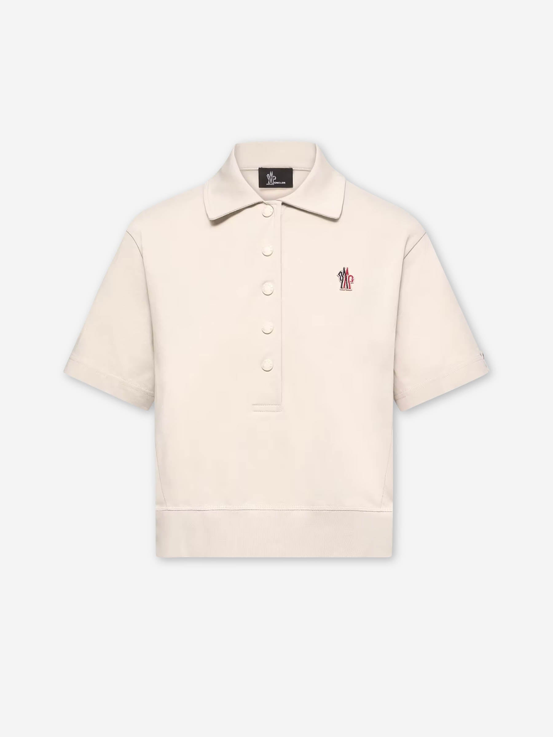 Cotton Polo Shirt With Logo Patch Moncler – Гарантія оригінальності – боковий вид
