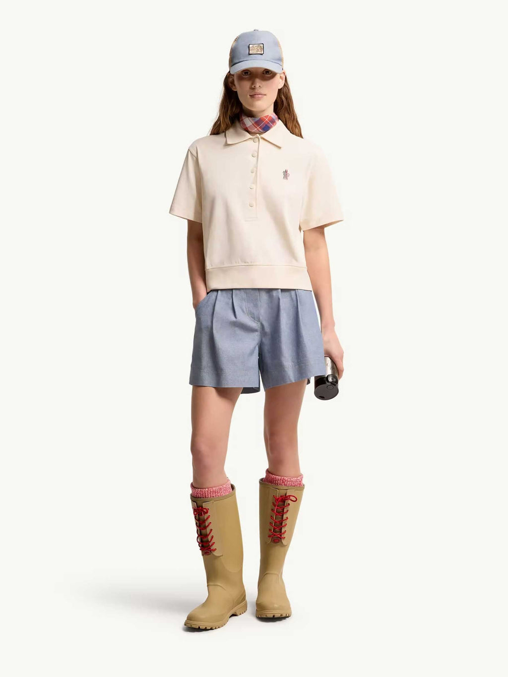 Cotton Polo Shirt With Logo Patch Moncler – Гарантія оригінальності – вид ззаду