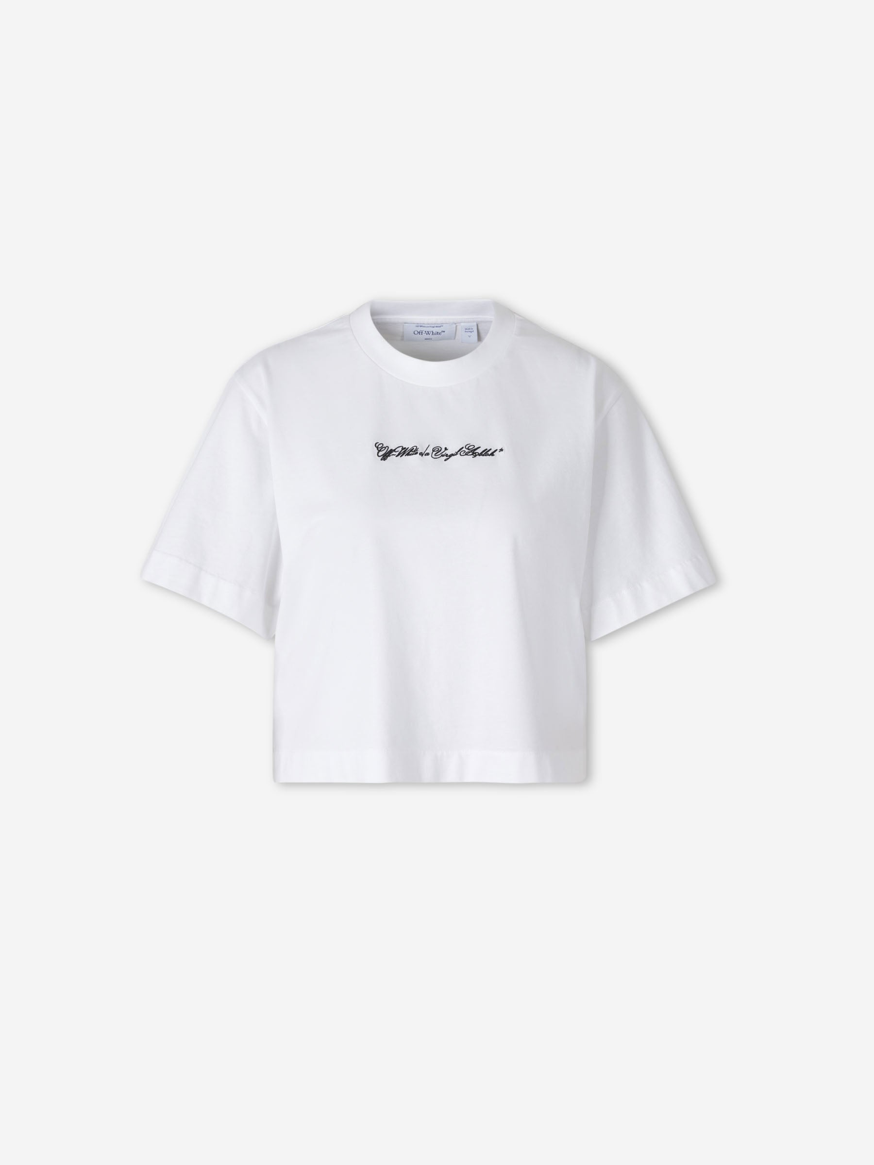 Cropped Crew Neck T-Shirt Off-white оригінал – Купити в Україні – боковий вид
