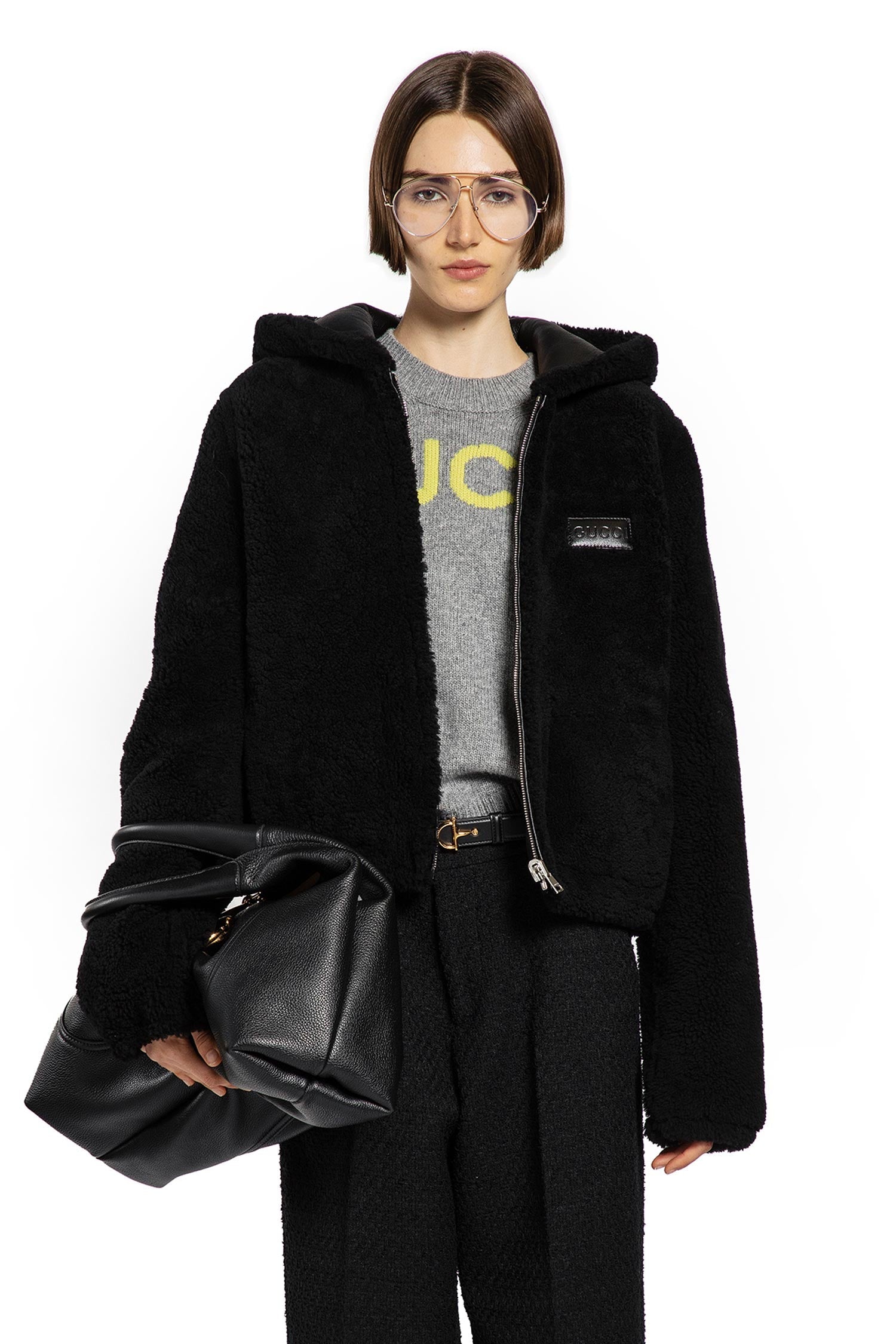 Оригінальна Reversible Shearling Bomber Jacket Gucci – боковий вид