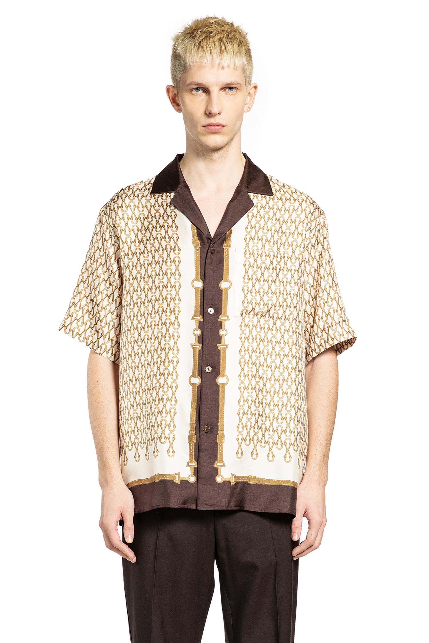 Оригінальна Equestrian Silk Twill Bowling Shirt Gucci – вид ззаду