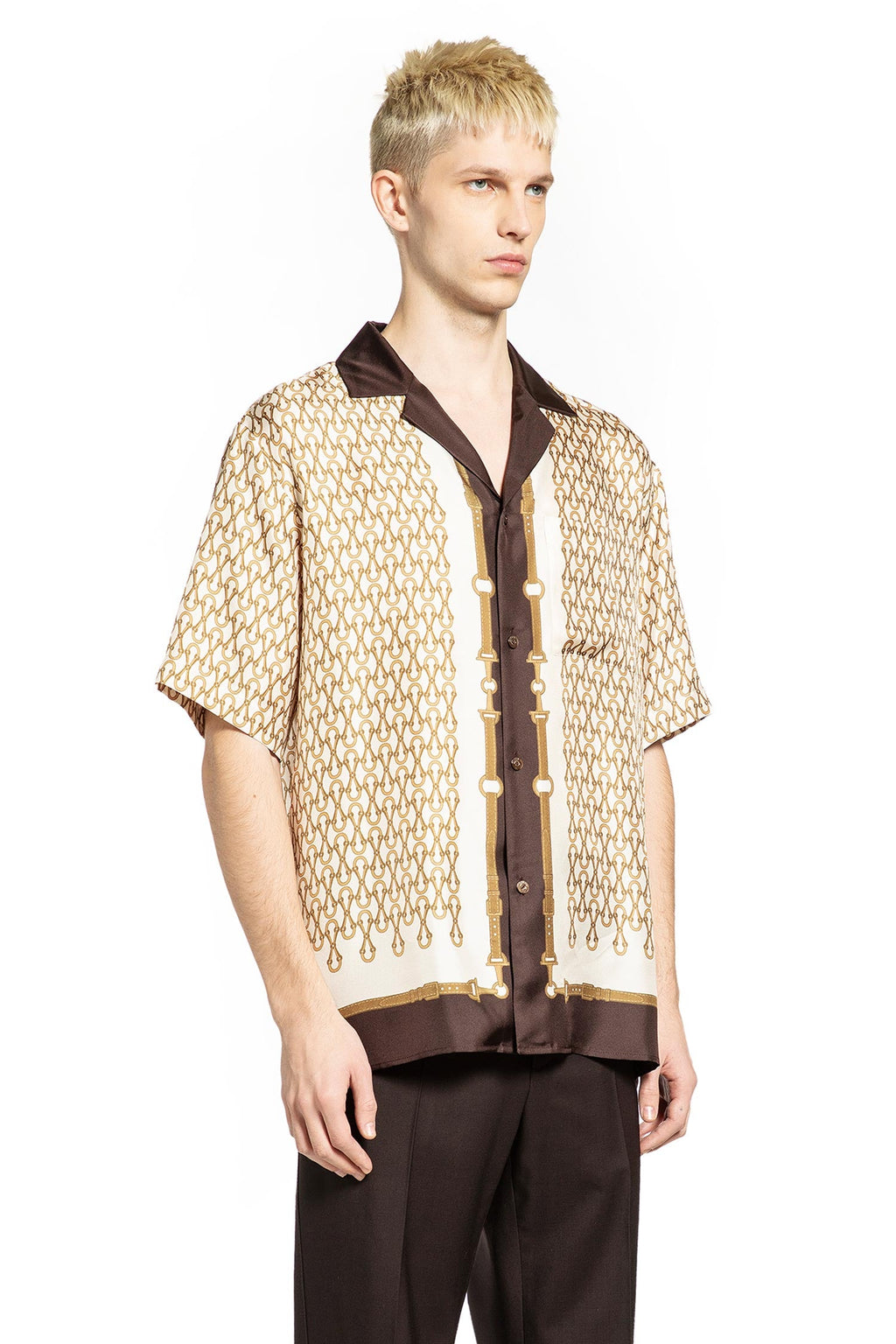 Оригінальна Equestrian Silk Twill Bowling Shirt Gucci – детальний вид