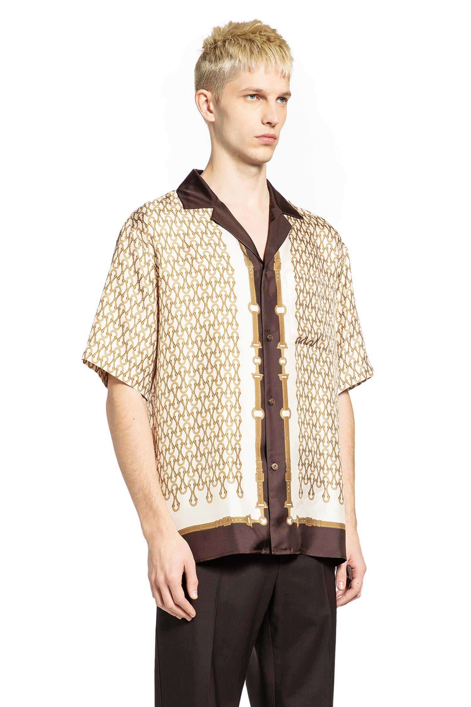 Оригінальна Equestrian Silk Twill Bowling Shirt Gucci – детальний вид