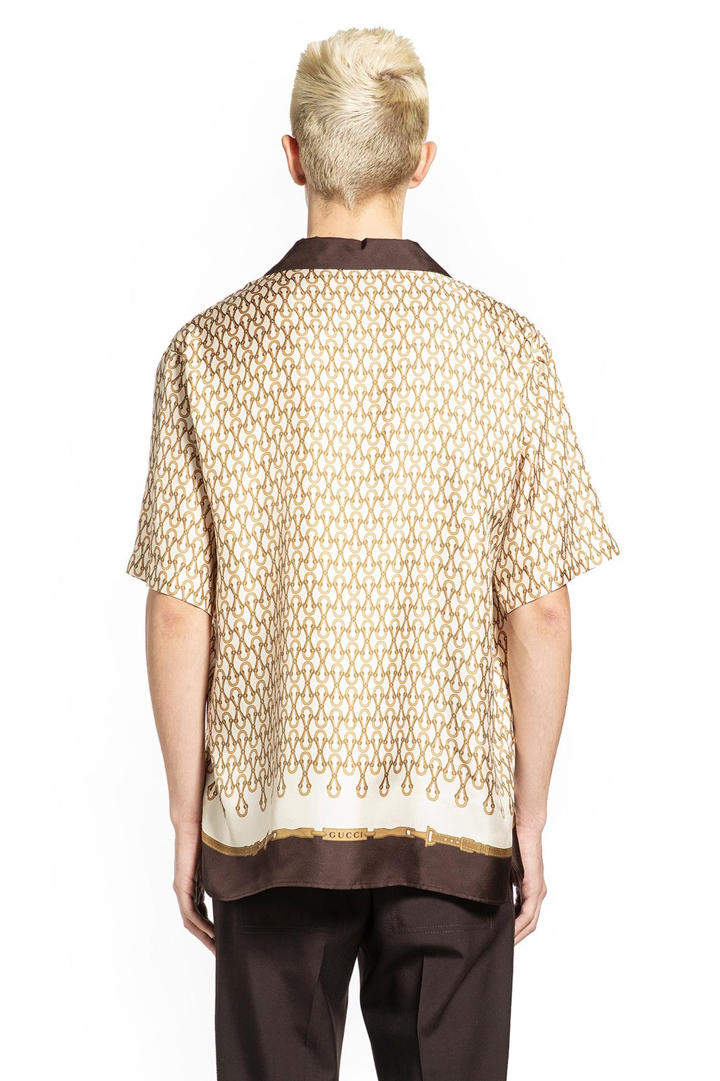 Оригінальна Equestrian Silk Twill Bowling Shirt Gucci – збільшений вид