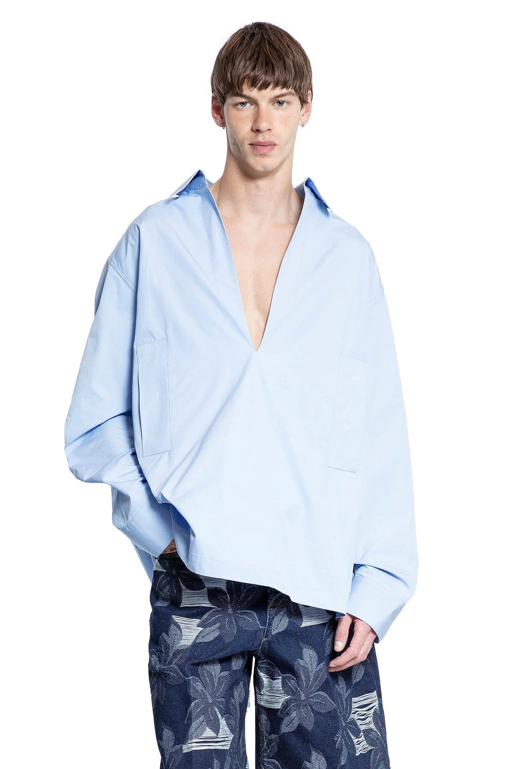 V-Neck Cotton Poplin Shirt Gucci оригінал – Купити в Україні – боковий вид