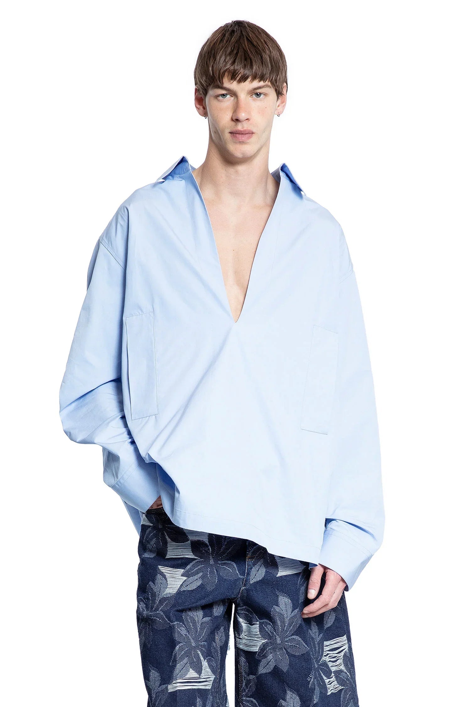 V-Neck Cotton Poplin Shirt Gucci оригінал – Купити в Україні – боковий вид