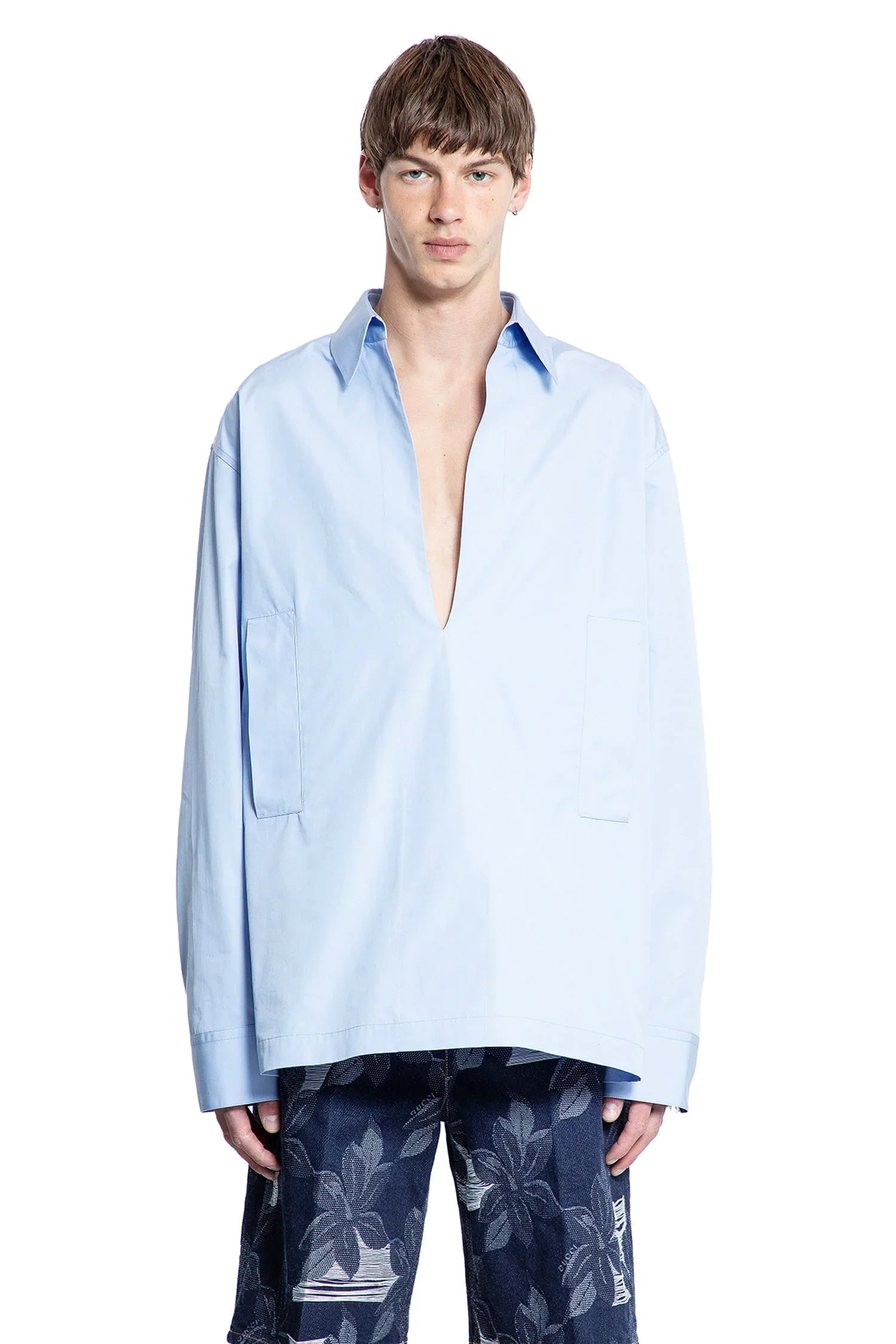 V-Neck Cotton Poplin Shirt Gucci оригінал – Купити в Україні – вид ззаду