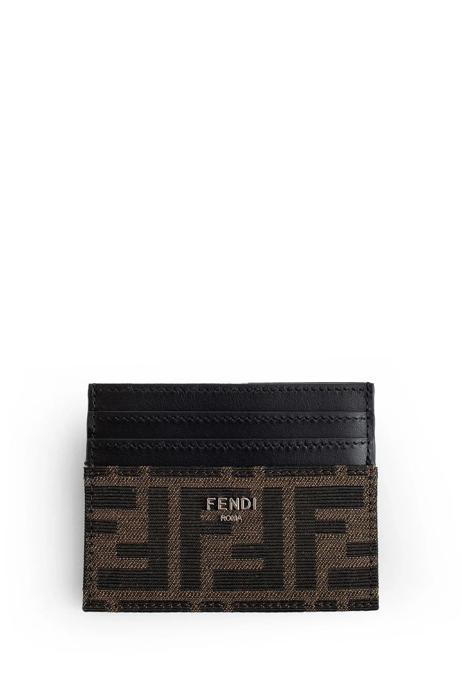 Ff Fabric And Leather Card Holder Fendi – Гарантія оригінальності – боковий вид