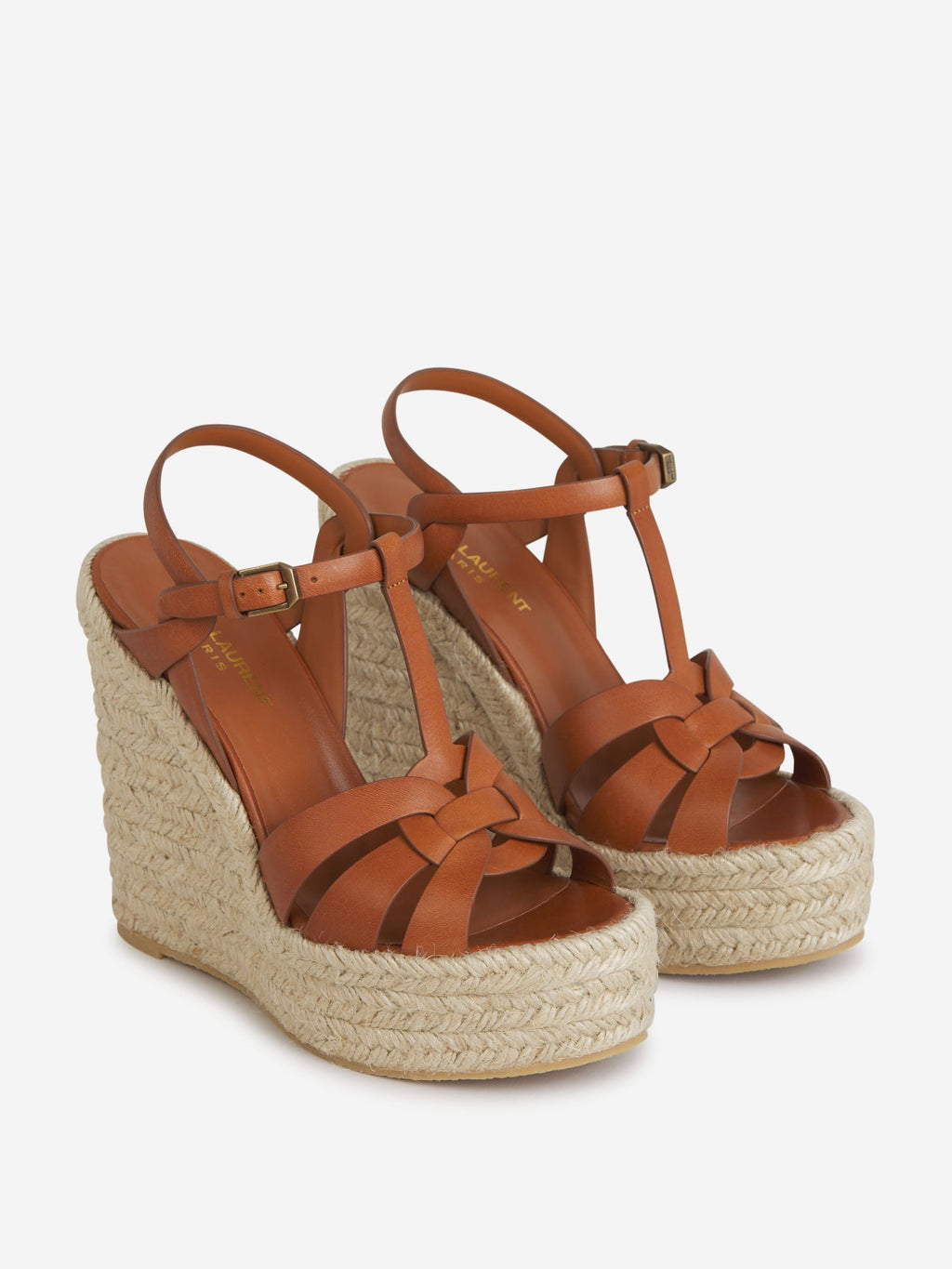 Leather Raffia Espadrilles Saint laurent – Гарантія оригінальності – вид ззаду