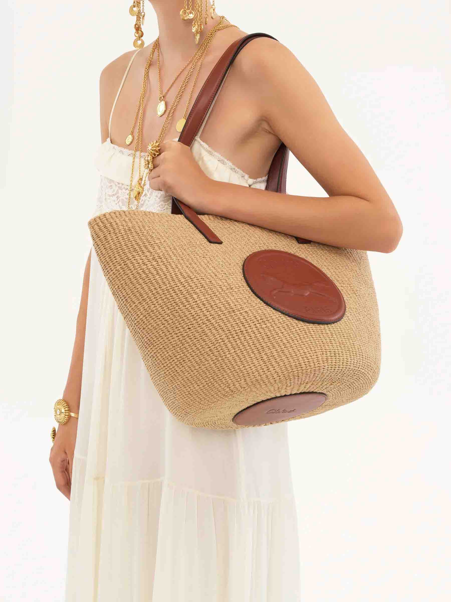 Horse Medal Raffia Tote Bag Chloe оригінал – Купити в Україні – вид ззаду