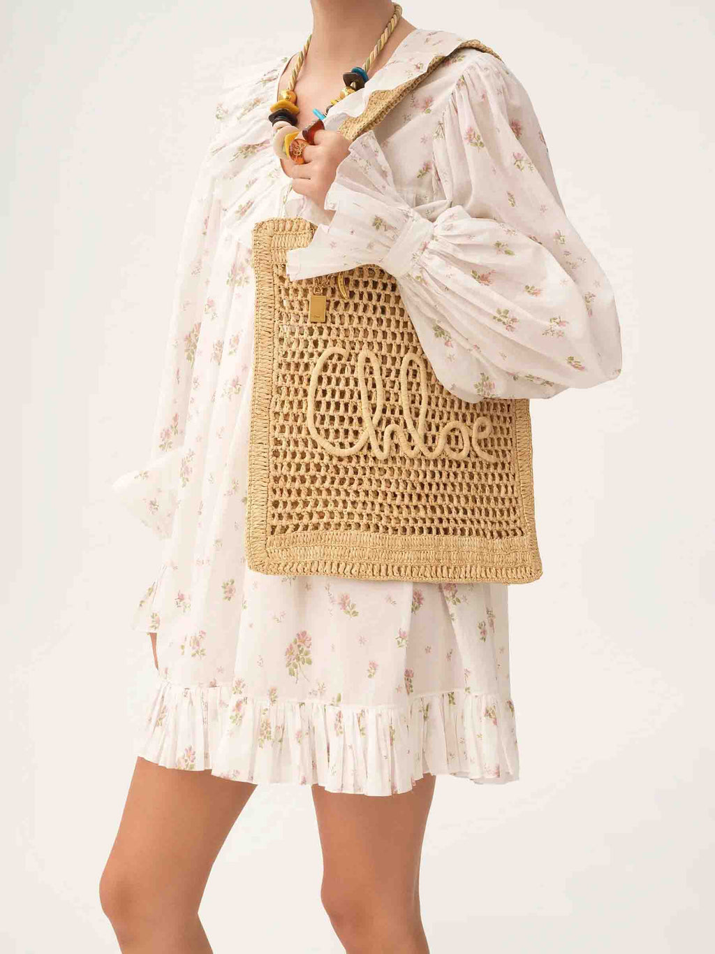 Summer Banana Raffia Tote Bag Chloe оригінал – Купити в Україні – вид ззаду