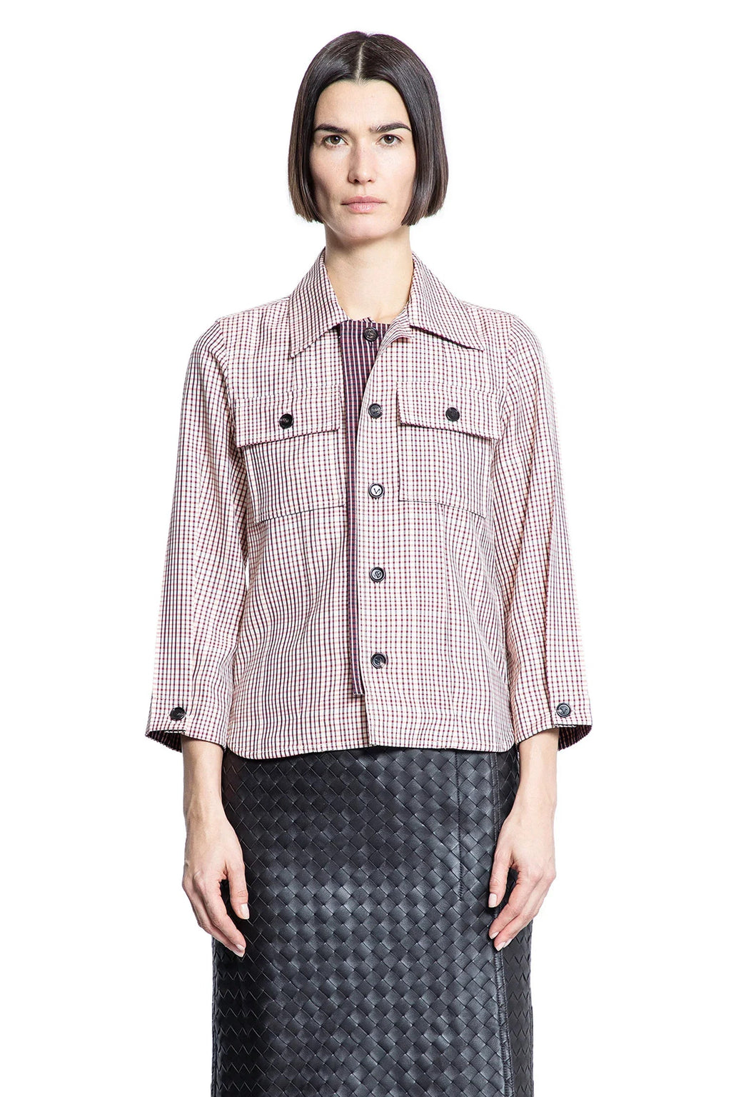 Оригінальна Check Viscose Shirt Bottega veneta – боковий вид