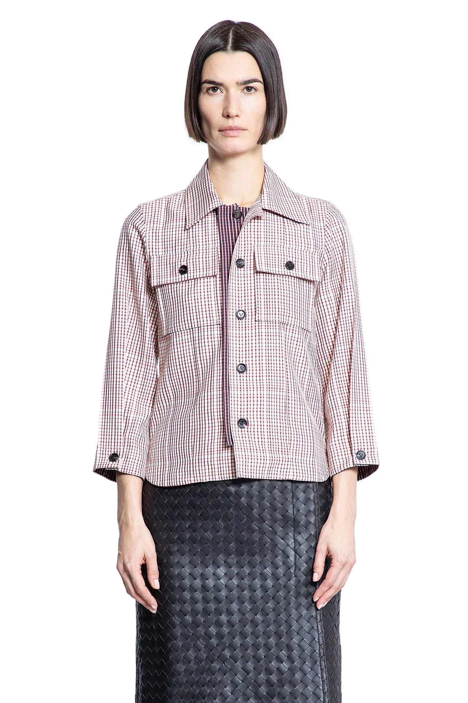 Оригінальна Check Viscose Shirt Bottega veneta – боковий вид