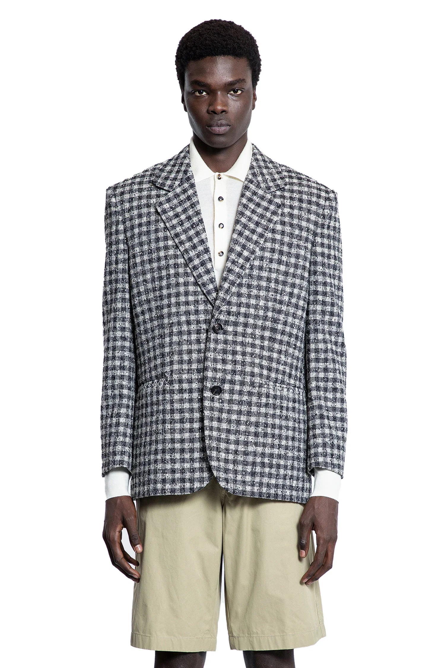 Bouclé Gingham Wool Blazer Bottega veneta оригінал – Купити в Україні – вид ззаду