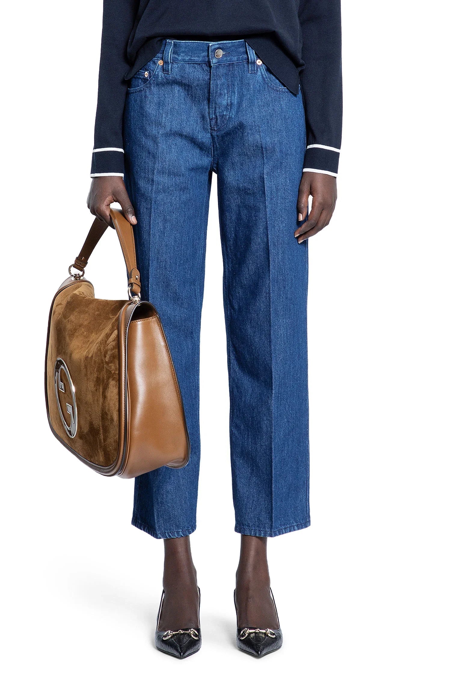 Cropped Straight Leg 5 Pocket Jeans Gucci – Гарантія оригінальності – боковий вид
